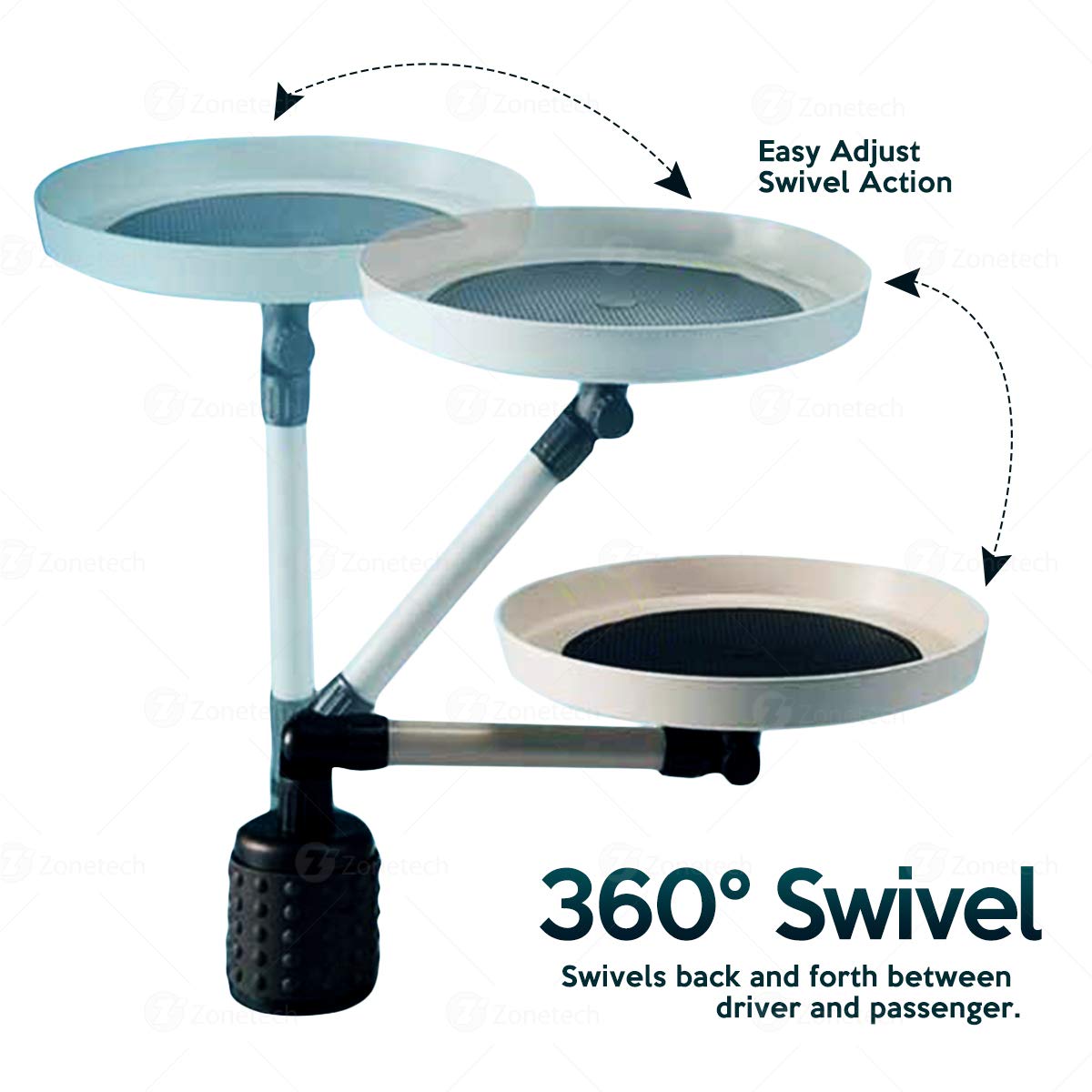 Zone Tech Car Cup Holder Swivel Tray And Storage Bin - Premium Quality 360-Degree Swivel Tray And Storage Bin Fits Most Car Cup