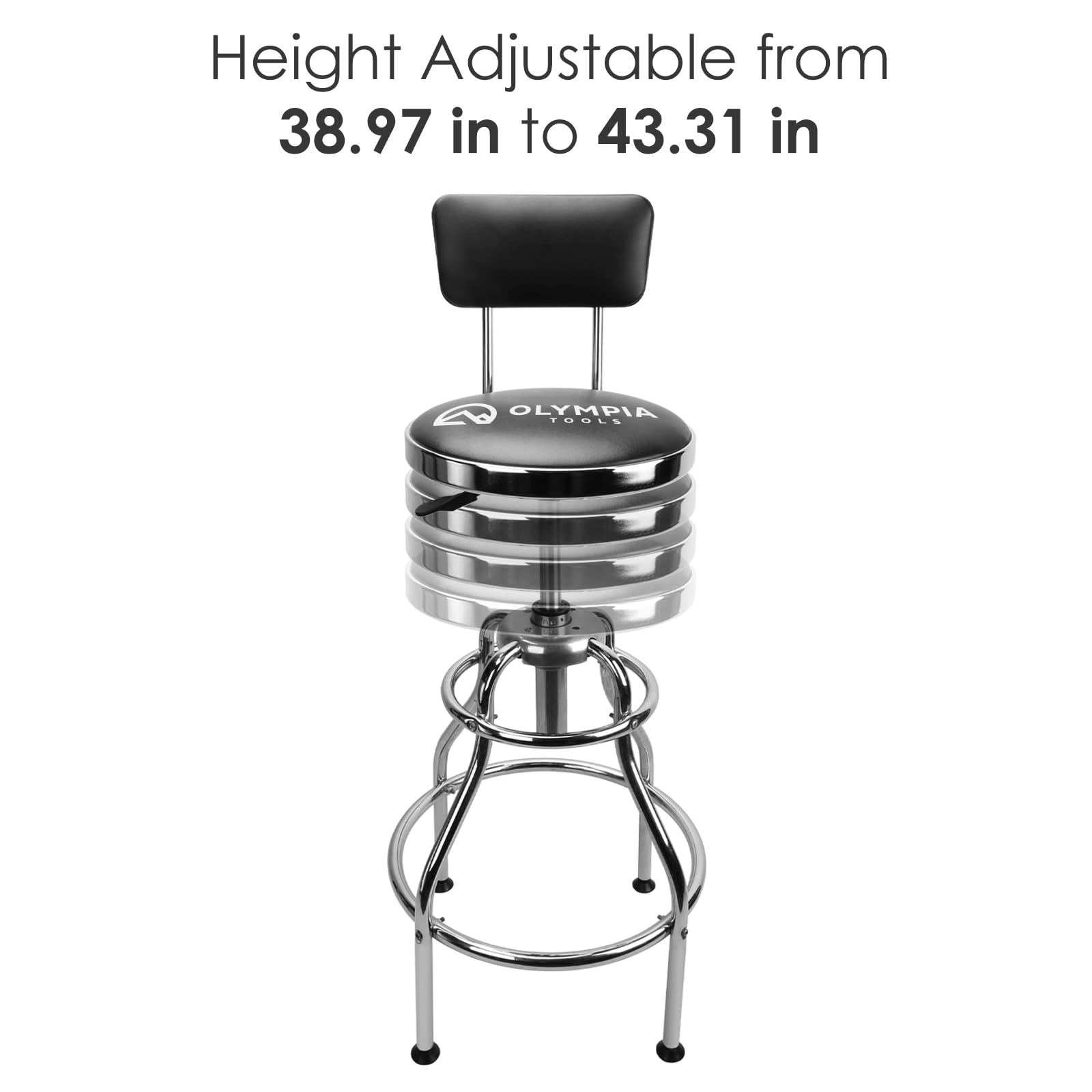 Olympia Tools Hydraulic Work Stool, Large, Black, Metallic-Fiber, Model 82-738