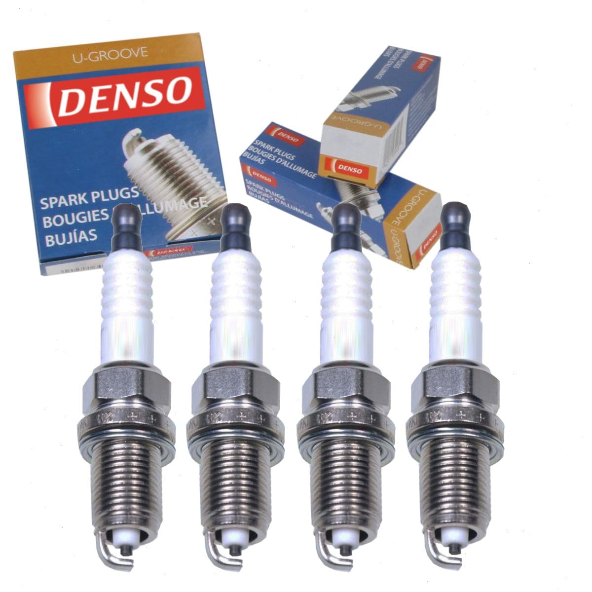 4 pc DENSO Standard U-Groove Spark Plugs compatible with Toyota Corolla 1.8L 2.4L L4 2005-2010 (XRS Trim Level ONLY)
