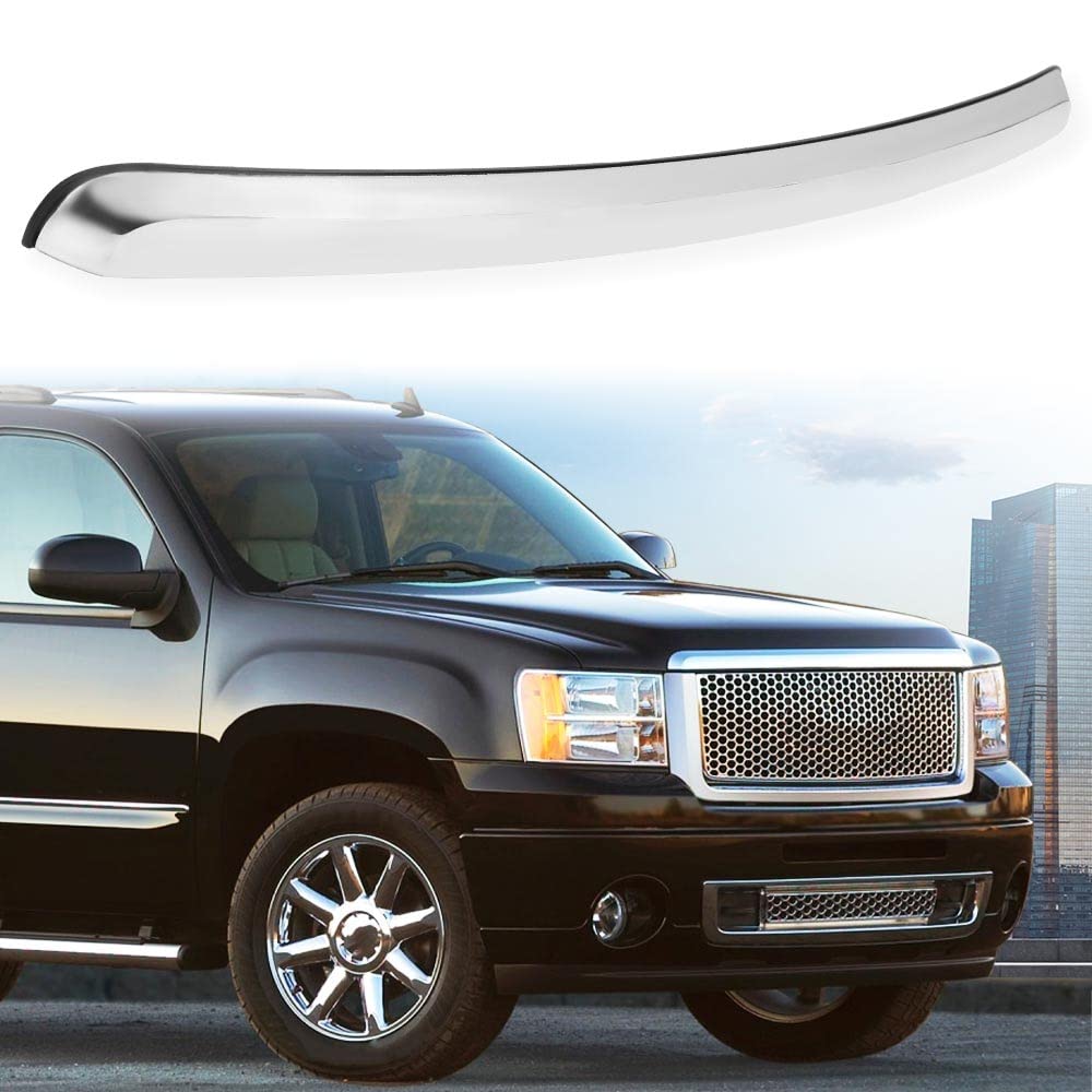 PIT66 Hood Molding Trim for 2007-2013 GMC Sierra 1500/2500 HD, Silver Metal, GM1235109
