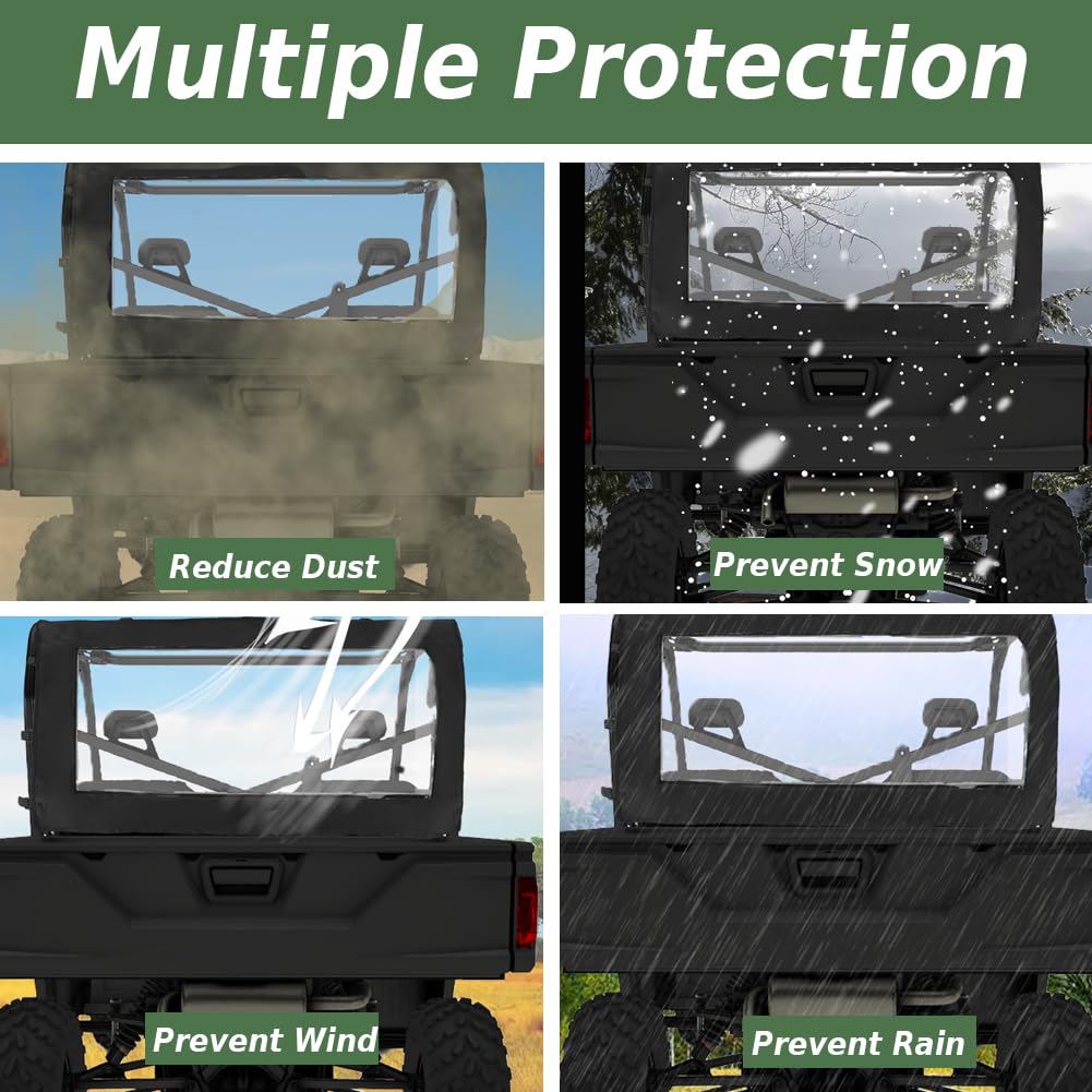 YONQIFON UTV Rear Windshield Compatible with Polaris Ranger Full Size 570 Rear Windshield,Soft PVC Dust Panel for Ranger 500 570