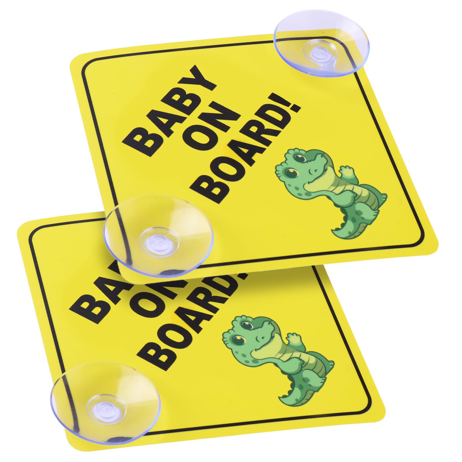 cobee Baby on Board Car Warning Signs, 2 Pcs 5x5 Safety Car Sign with Double Suction Cups, Baby in Car Sticker for Car Window Cl