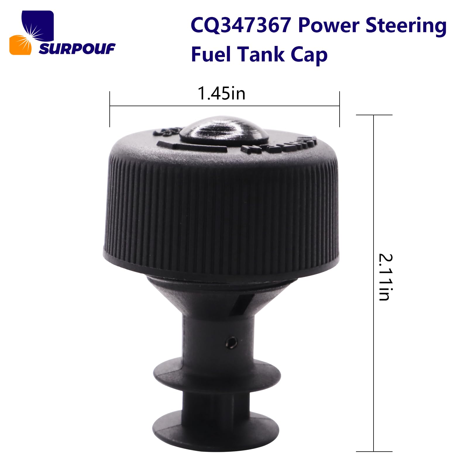 SURPOUF Power Steering Reservoir Cap CQ347367 for Freightliner Kenworth Peterbilt - Metal, Black