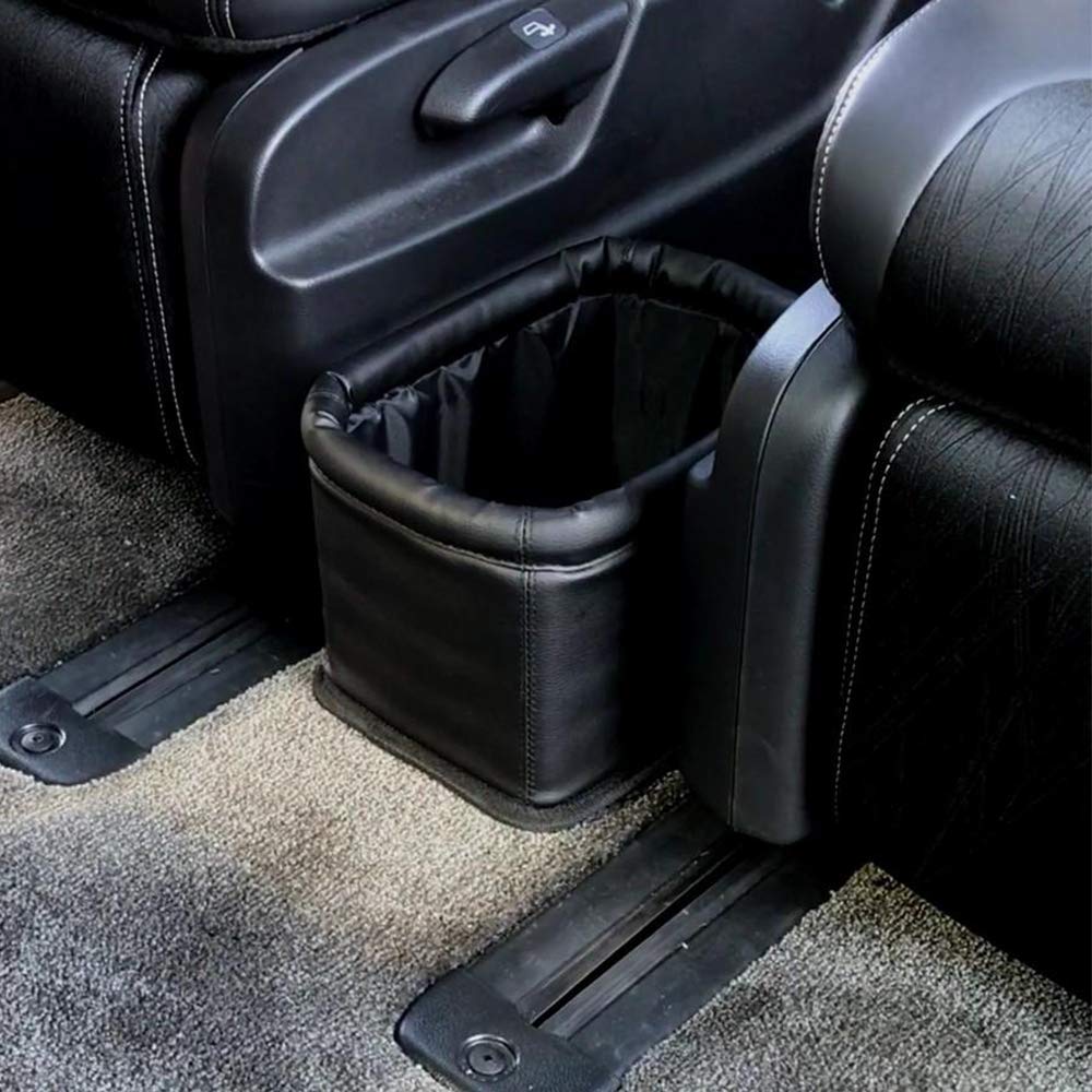 KINGBERWI Leather Car Trash Can - Luxury Leakproof Garbage Organizer for Cars & Trucks, Black Model 5864171310