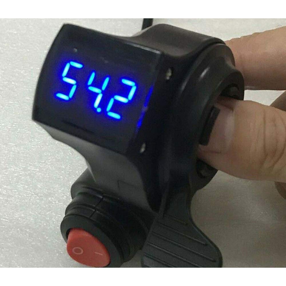 KOOBOOK 1Pcs 12V-72V E-Bike Universal Thumb Throttle LED Display Voltage Black Portable Digital Grips with Power Switch for Scoo