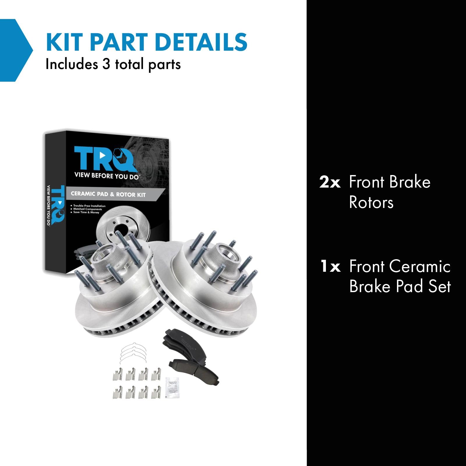 Trq Front Brake Pad & Rotor Kit Brake Pads Brake Rotor Ceramic Compatible With 2003-2004 Ford Excursion F-250 Super Duty F-350 S
