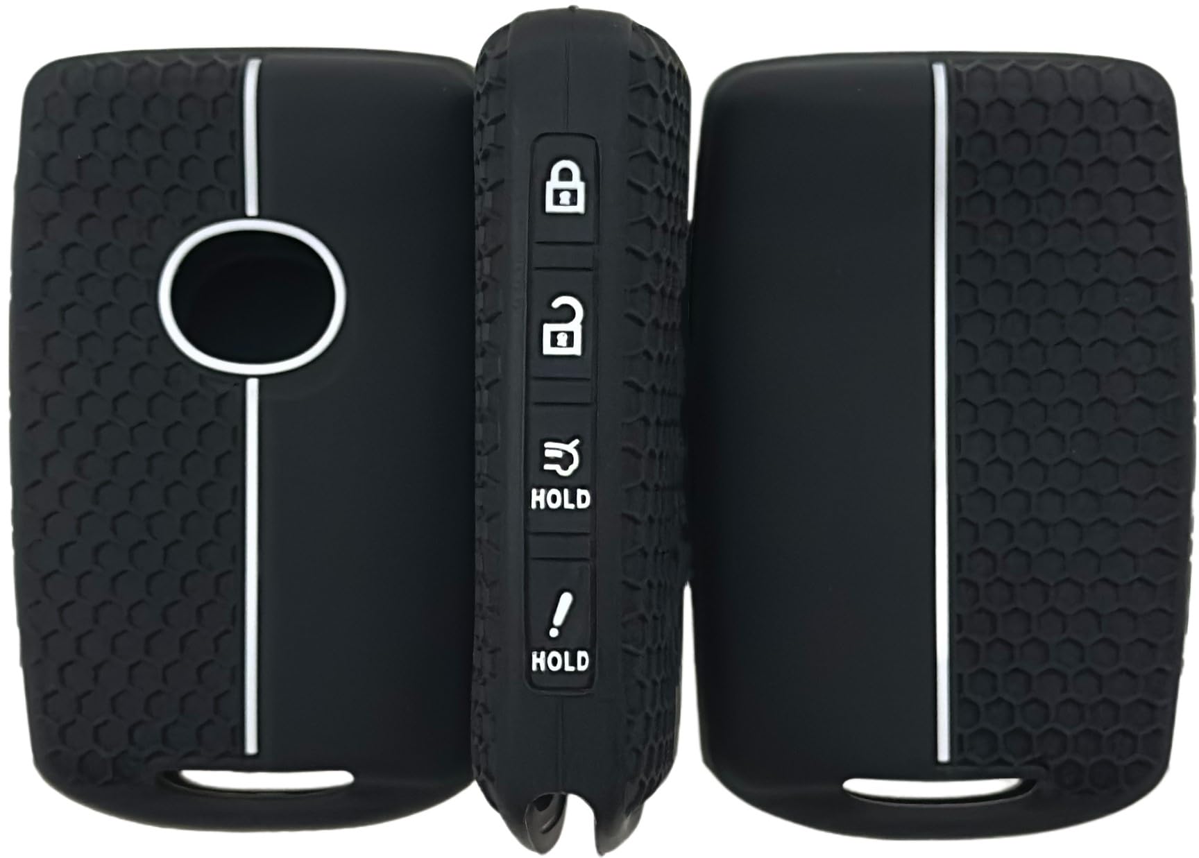 REPROTECTING Silicone Rubber Key Fob Cover Compatible with 2019-2025 Mazda 3 6 CX-30 CX-5 CX-9 CX-50 (2pcs Black+Key Chain, 4 Bu