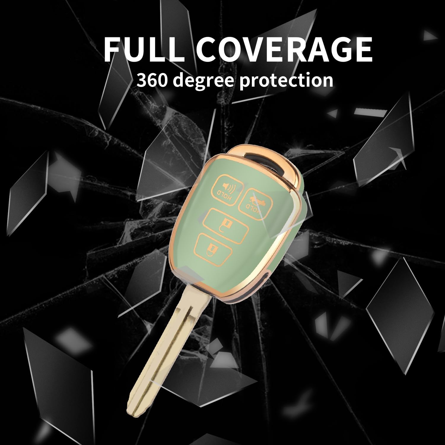 Mild East Key Fob Cover For Toyota With Metal Key Chain, Soft Tpu Easy To Press Key Fob Shell Case For 2012-2019 Camry Corolla R