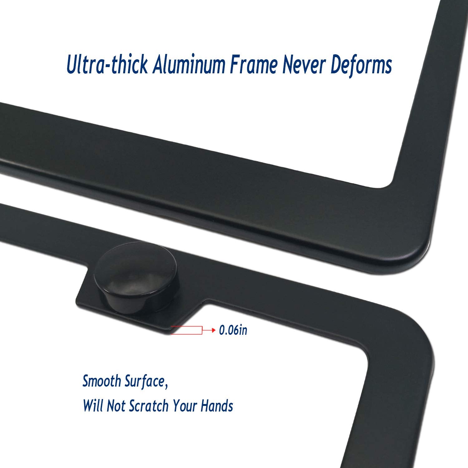 AOOTF Anti Theft License Plate Frame - Heavy Duty Black Aluminum, 2 Pack with Stainless Steel Lock Security Screws, Universal Fit