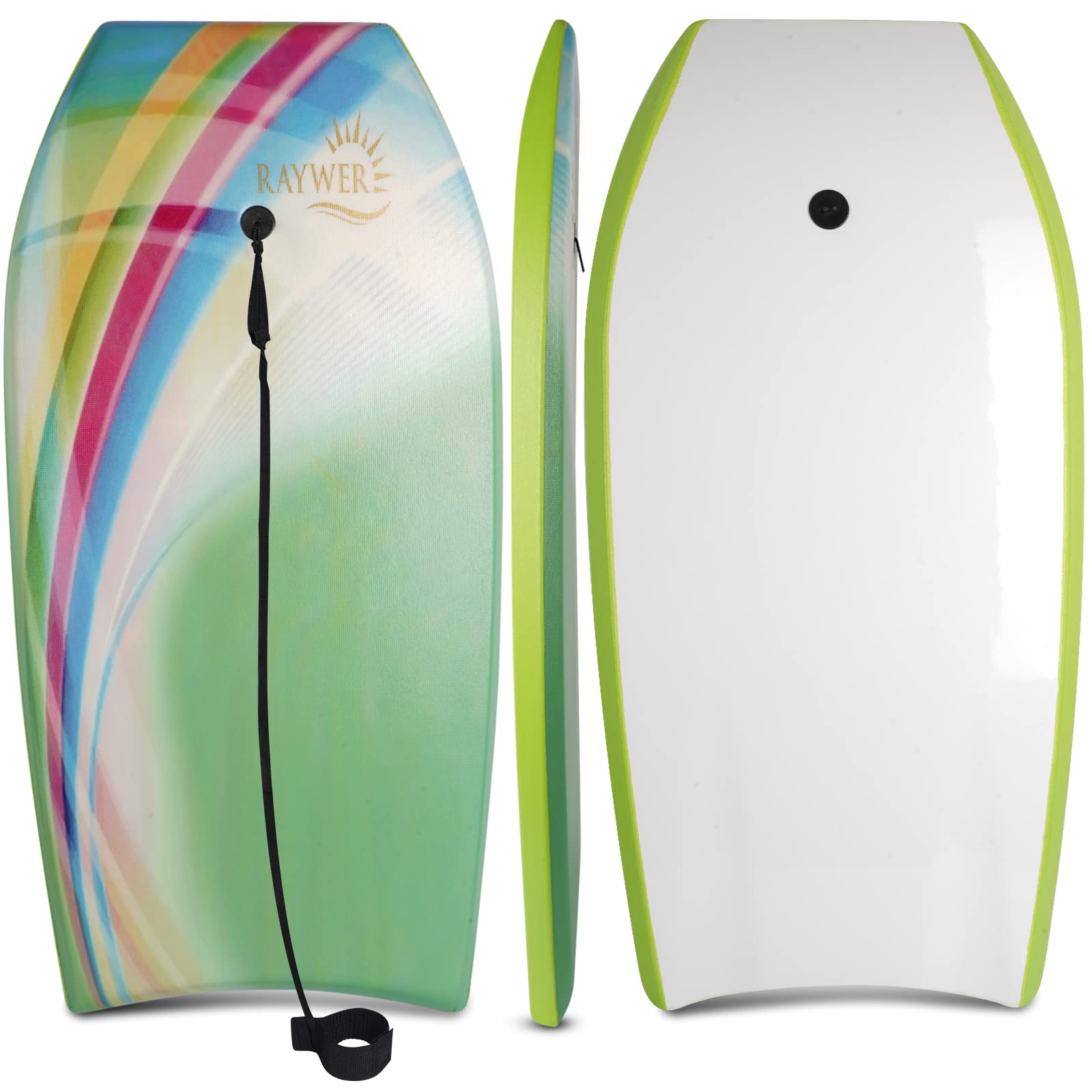 Raywer Body Board Lightweight With Eps Core, Hdpe Slick Bottom , Leash & Adjustable Wrist Rope, Great Surfing For Kids And Adult -Like New
