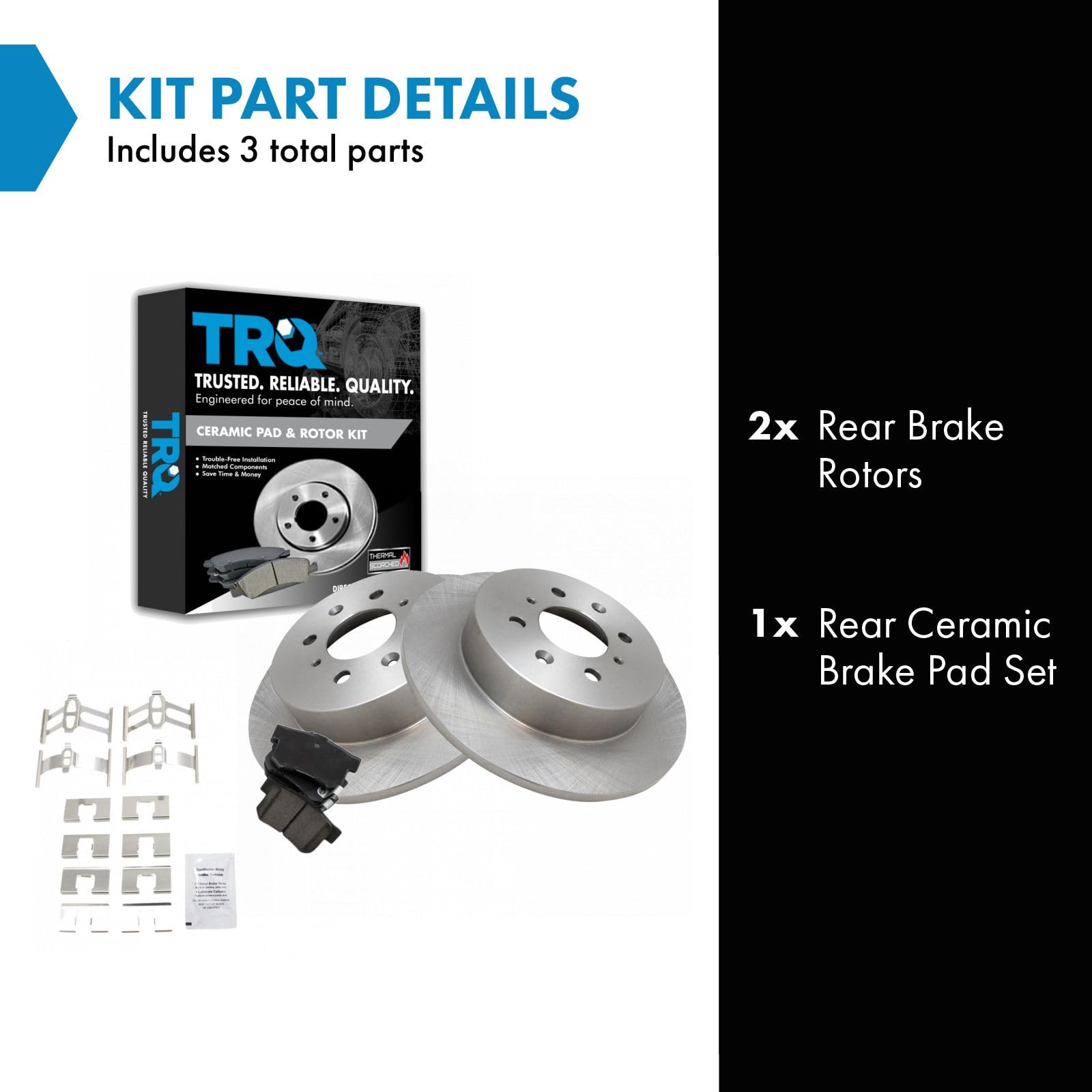 TRQ Rear Brake Pad & Rotor Kit Brake Pads Brake Rotor Ceramic Compatible with 2002-2003 Honda Civic