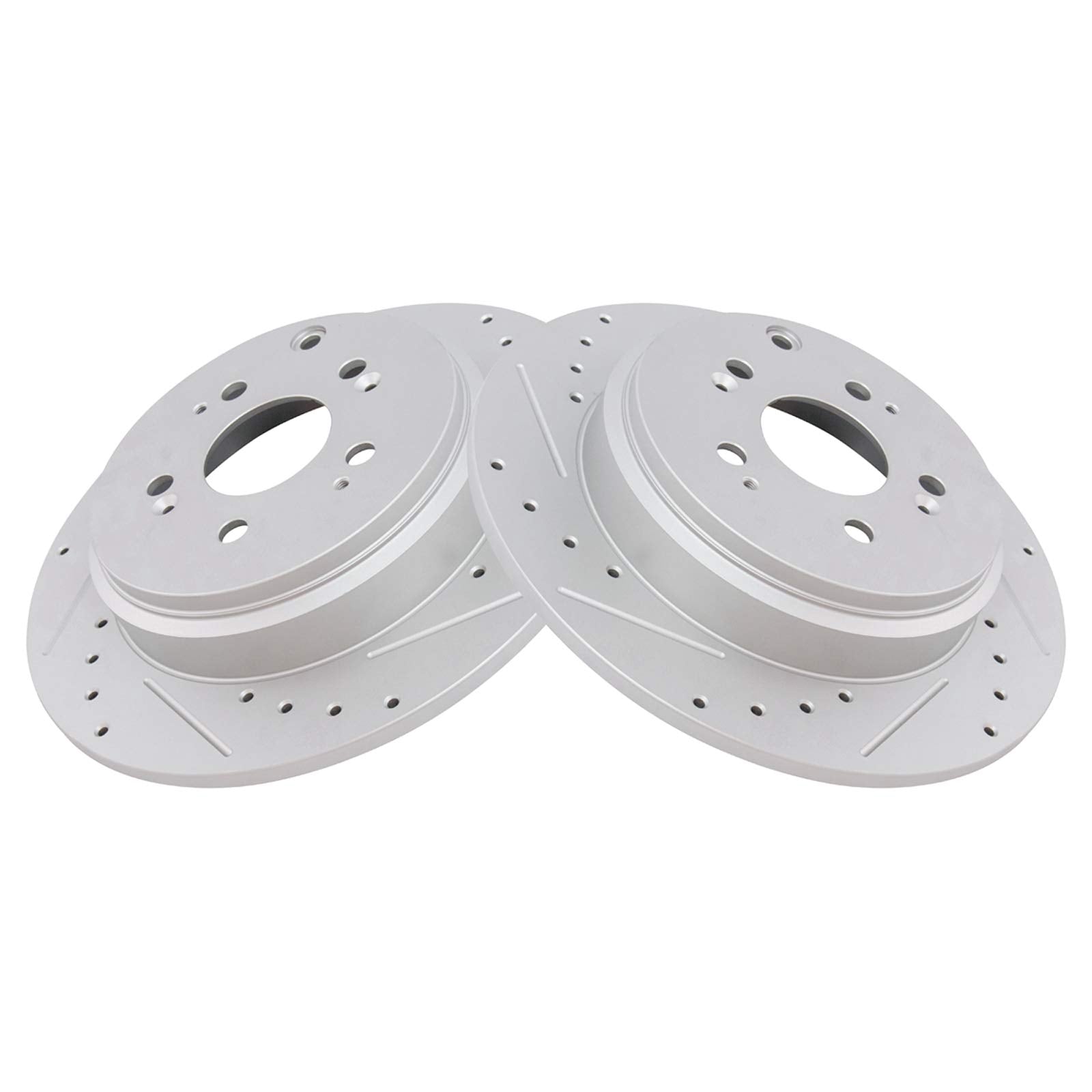Trq Rear Performance Brake Rotors Set Solid Premium G-Coated Cross Drilled & Slotted Compatible With 2007-2013 Acura Mdx 2010-20