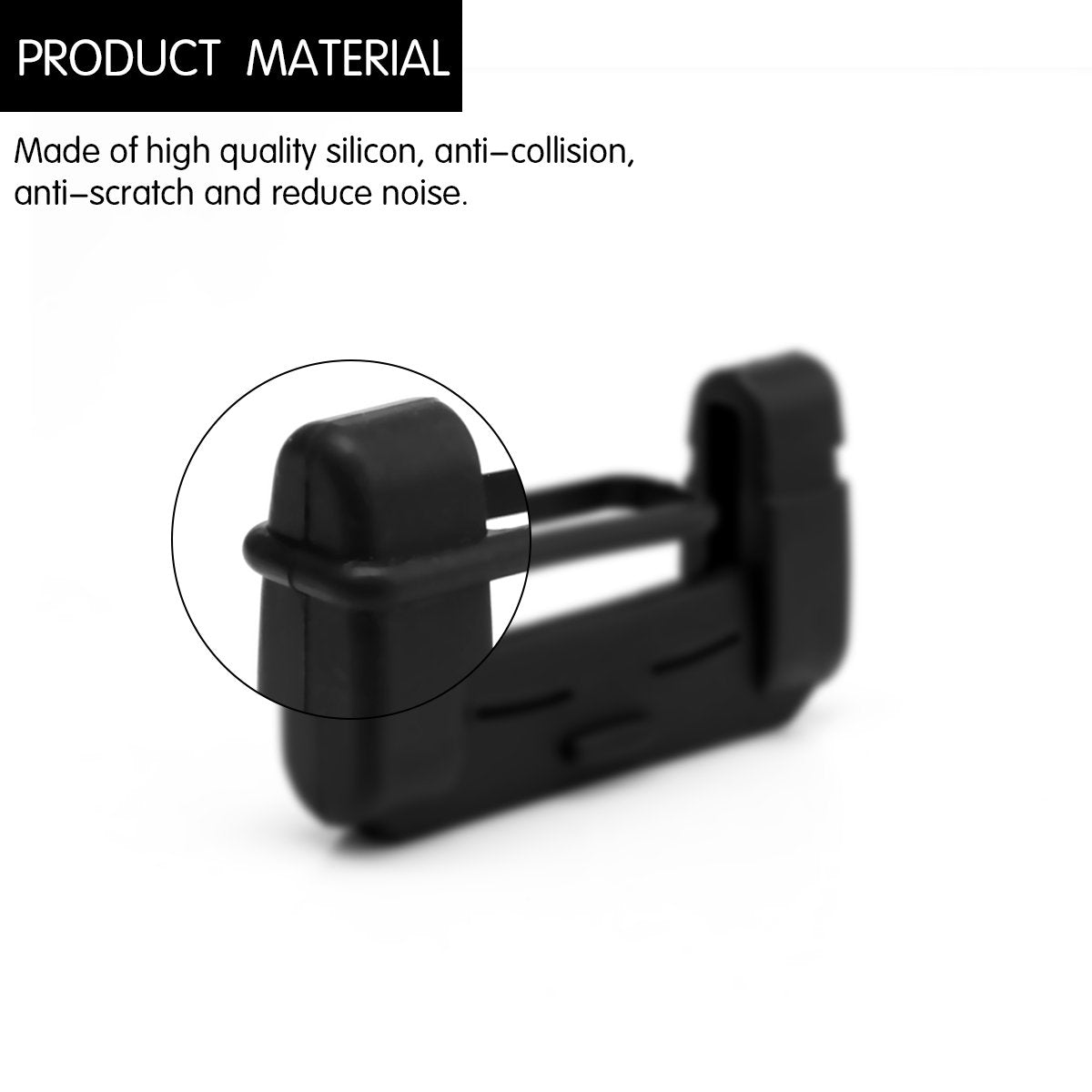AOZBZ Car Safety Belt Buckle Covers, 2PCS Anti-Scratch Silicon Clips, 7.1*4.1*1.6cm, Black