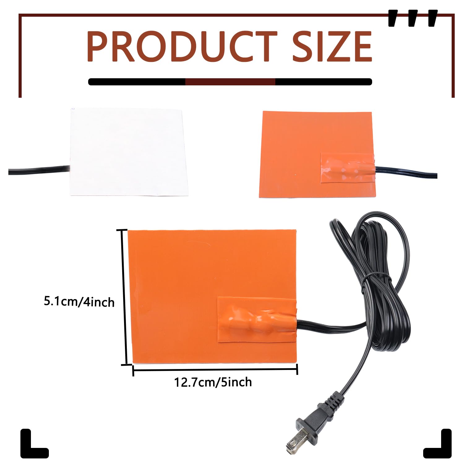 4 x 5in Car Engine Silicone Pad Heater - Self-Adhesive, Oil Pan Heater Pad Car Truck Oil Pan Heater Pad for Metal Surface with 1