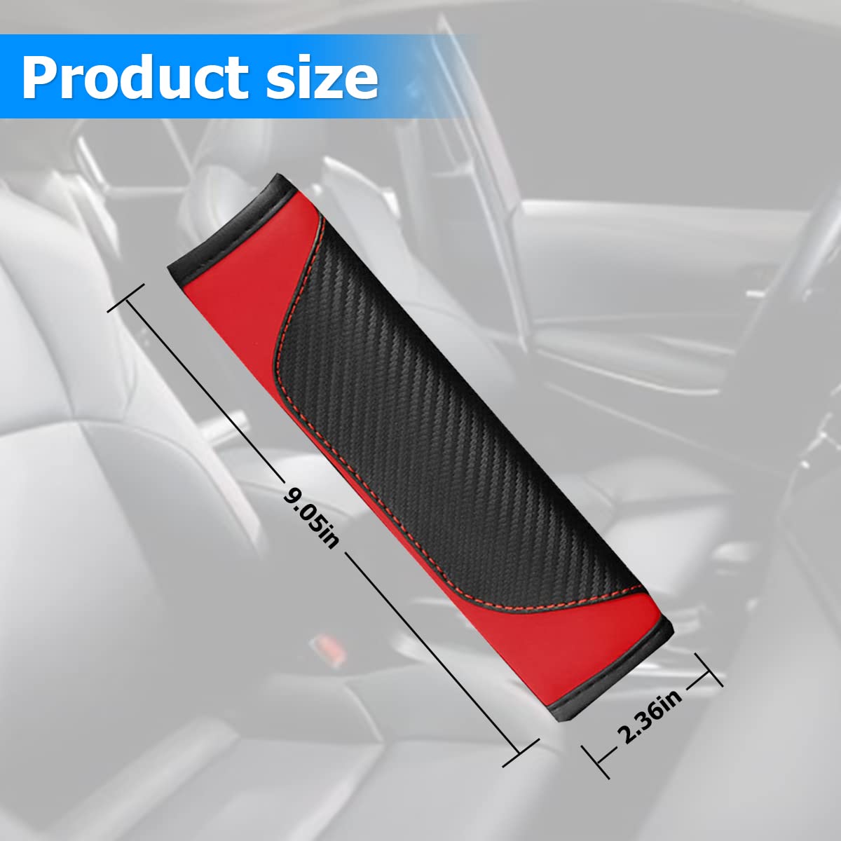 AUCELI 2PCS Car Seat Belt Cover, Carbon Fiber Safety Seatbelt Shoulder Strap Covers, Breathable Leather Soft Harness Pad Protect