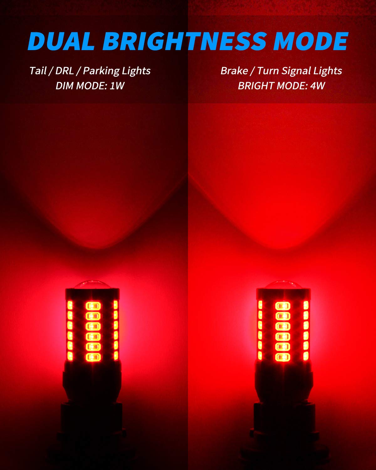 Yorkim 7440 Led Bulb Bright Red Lights, T20 Led Bulbs, 7443 Led, 7441 Led, W21W Led, 7444 Bulbs, For Reverse/Backup/Brake Light