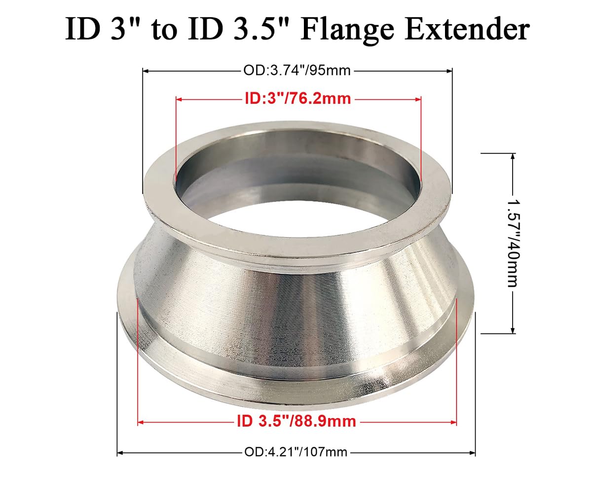 eLifecenter Turbo Exhaust V-Band Adapter Flange, 3" to 3.5", Mild Steel, Silver, Model FG_AD_VBAND300350