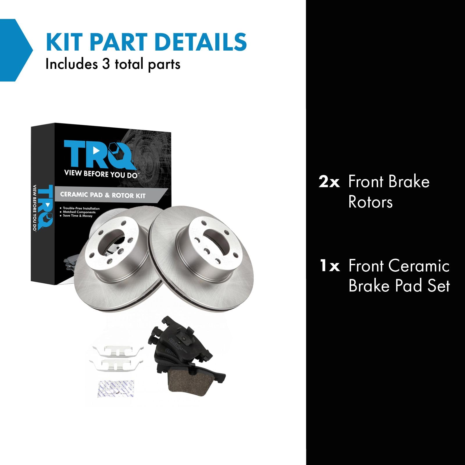 Trq Front Ceramic Disc Brake Pad & Replacement Rotor Kit For Bmw 228I 338I 428I