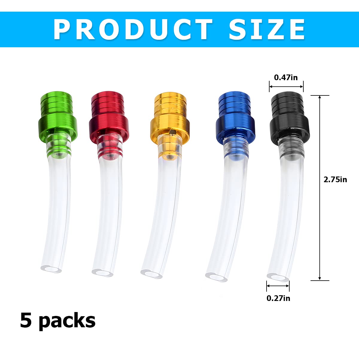 5PCS Motorcycle Gas Fuel Tank Cap Vent, Breathing Tube Hose Two-Way Fuel-Saving Vent Breather Cap, CNC Aluminum PVC Vent Hose Tu