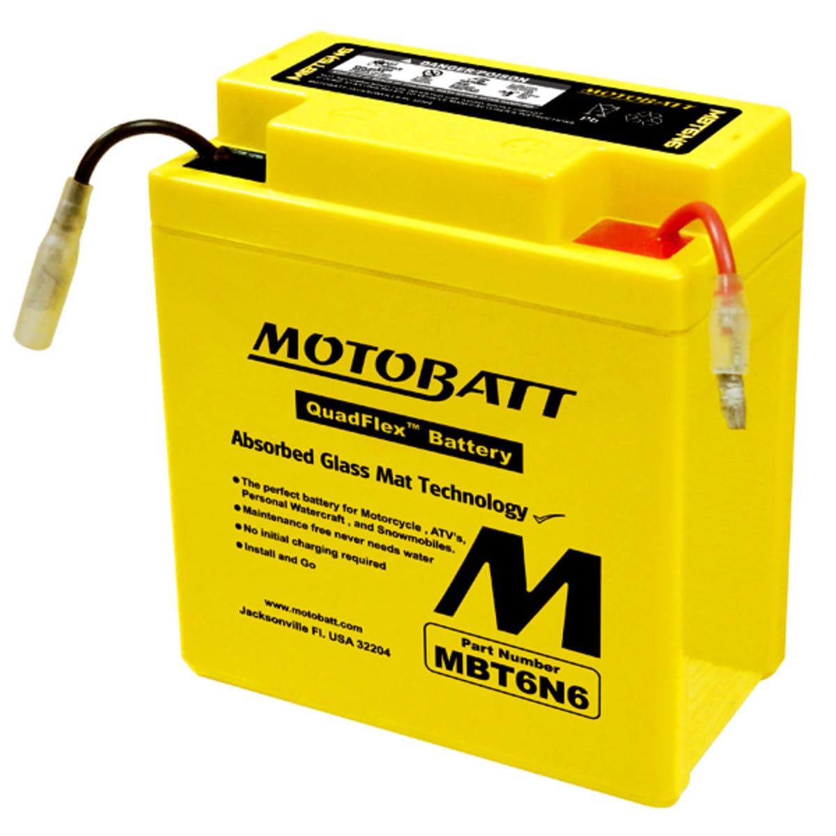 Motobatt Mbt6N6 6V 6Ah Motorcycle Battery Replaces 6N6-3B