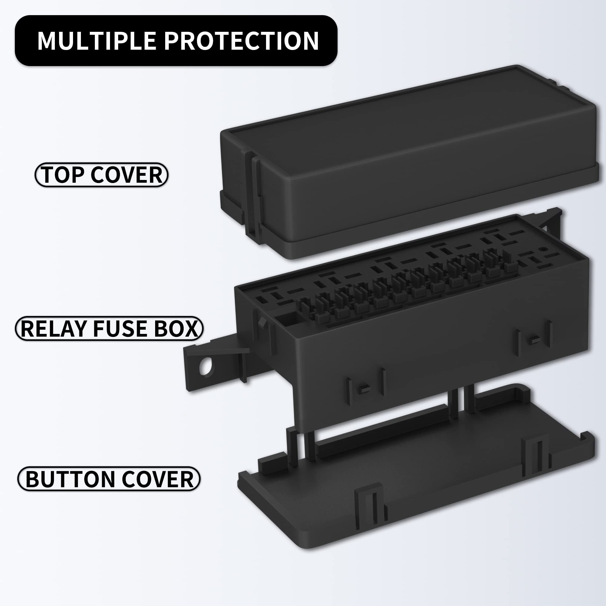 Rvboatpat 12V Fuse Relay Box With 6 Relays And 11 Way Atc/Ato Blade Fuses, Pre-Wired Fuse And Relay Box 12 Vlot Relay Fuse Box B