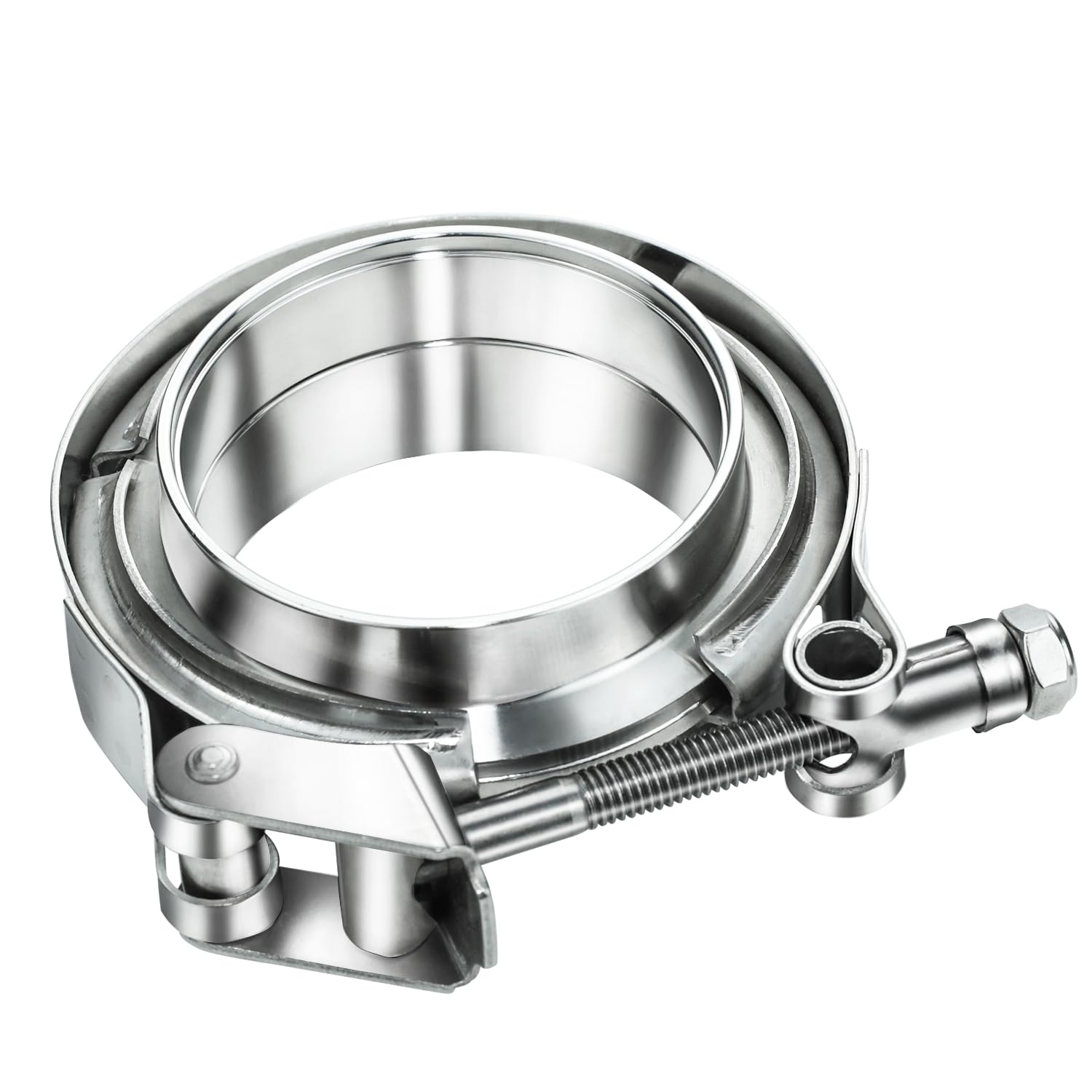 Wysiwyka 1Pc 1.75Inch 304 Stainless Steel Quick Release Exhaust V Band Clamp Kit With Female Male Flange