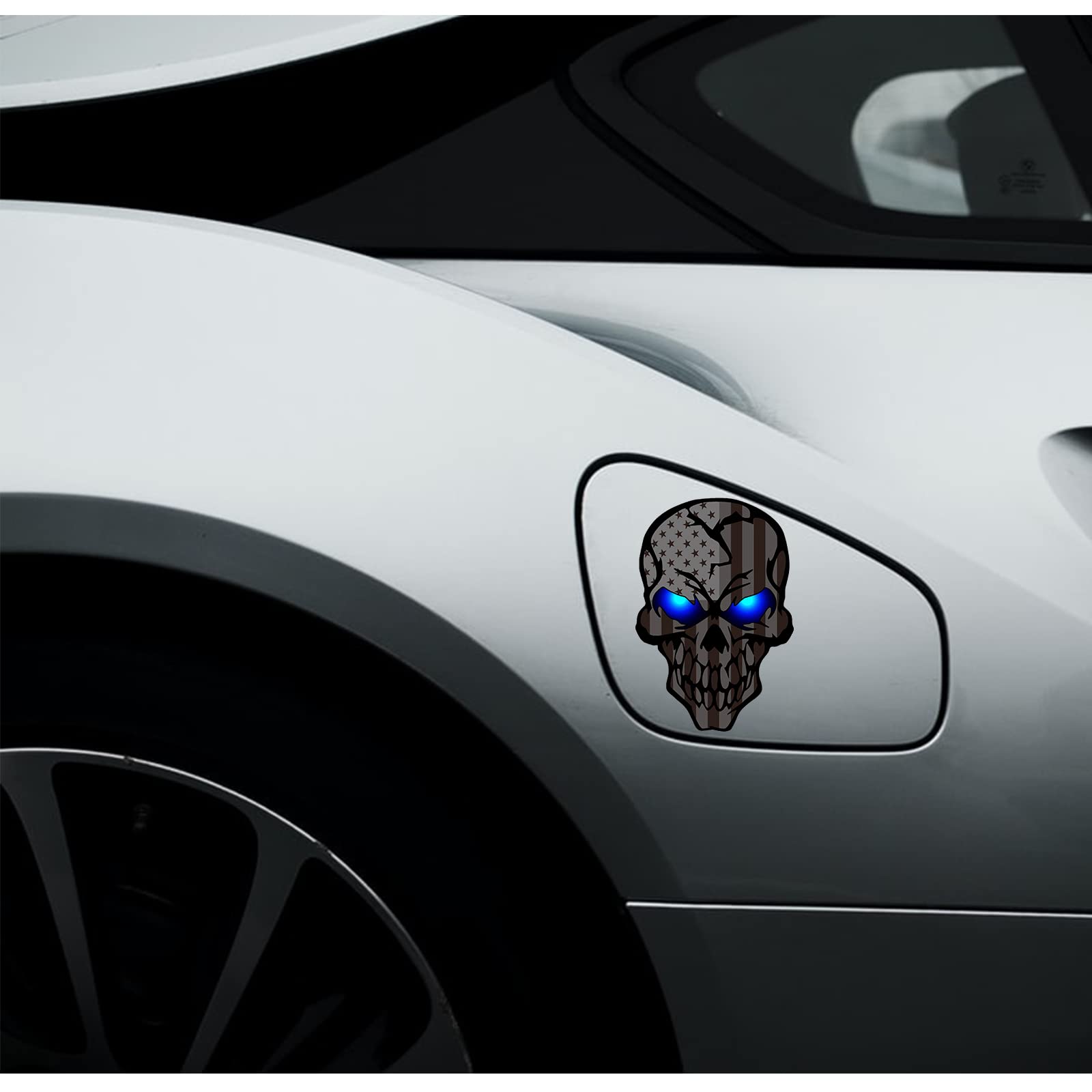 NIUBIPRO 2 Pack Skull Decals - 5.1" Black Reflective Vinyl Stickers for Cars, Trucks, Laptops - UV Fade Resistant