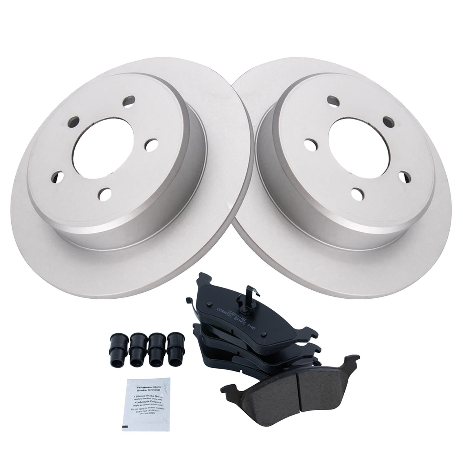 Trq Rear Brake Pad & Rotor Kit Brake Pads Brake Rotor Ceramic Premium G-Coated Compatible With 2001-2007 Chrysler Town & Country