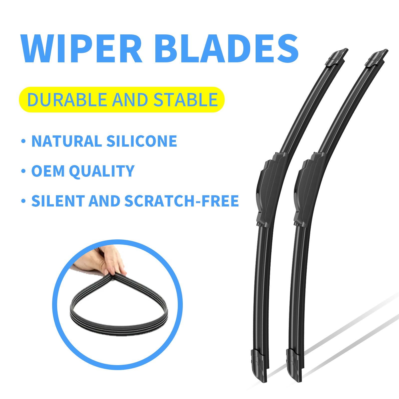 Gavimnal 24''+18''+10'' Silicone Wiper Blades Replacement For Jeep Compass 2018-2023,All-Season Front Rear Windshield Wiper Blad
