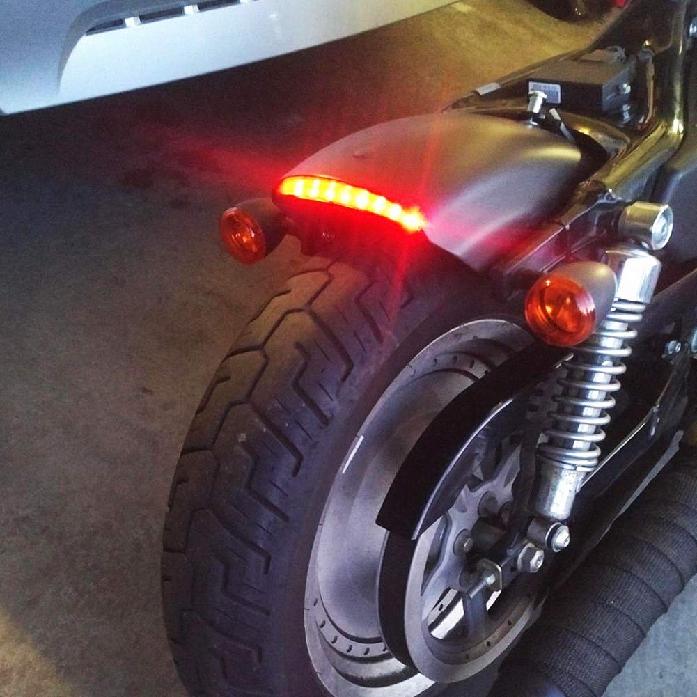 NATGIC 1PC Motorcycle Tail Light Chopped Rear Fender Edge LED Brake Light License Plate Light Stop Running Light for Har*ley Spo