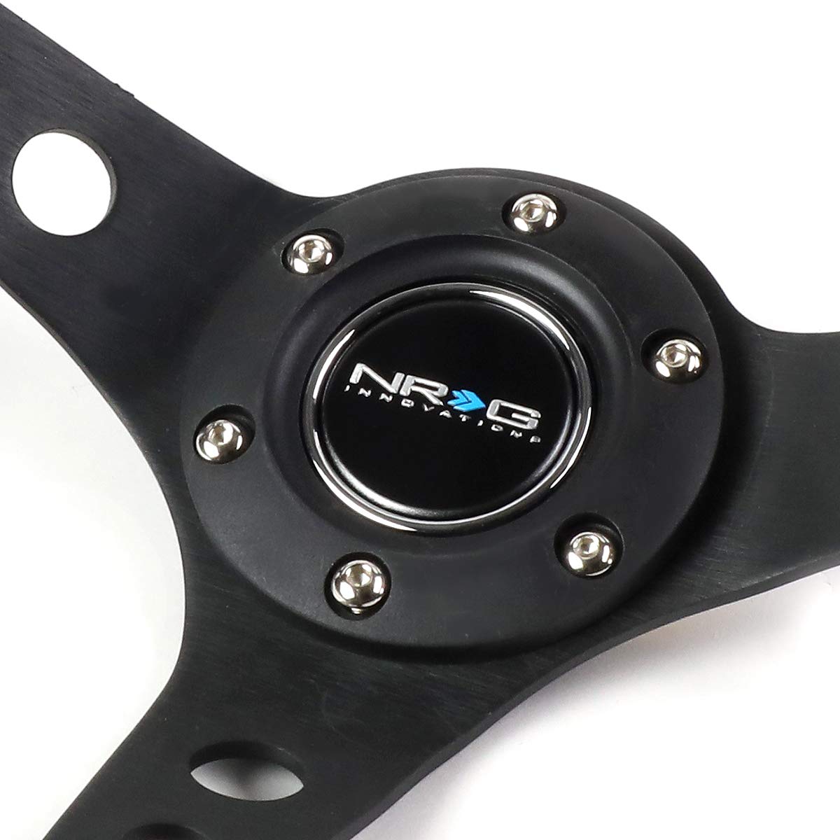 Nrg Steering Wheel - 06 (Deep Dish) - 350Mm (13.78 Inches) - Black Leather With Black Spokes/Yellow Stripe - Part # St-006Bk-Y B