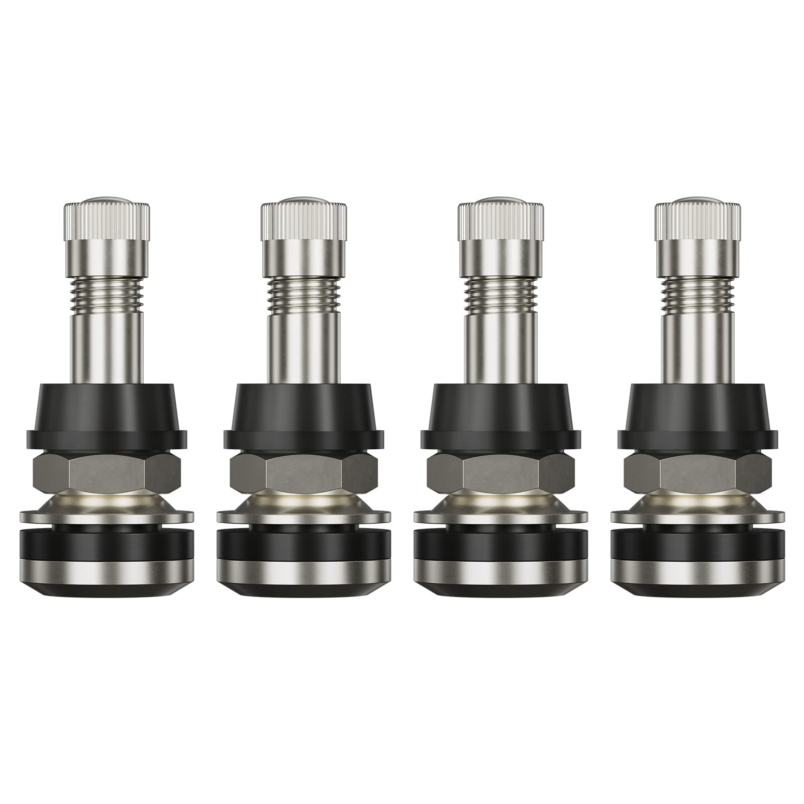 Ckauto 4 Pieces Tr416 Metal Valve Stems Outer Mount Fits .453'' & .625'' Rim Holes Long 1 1/2'', Silver