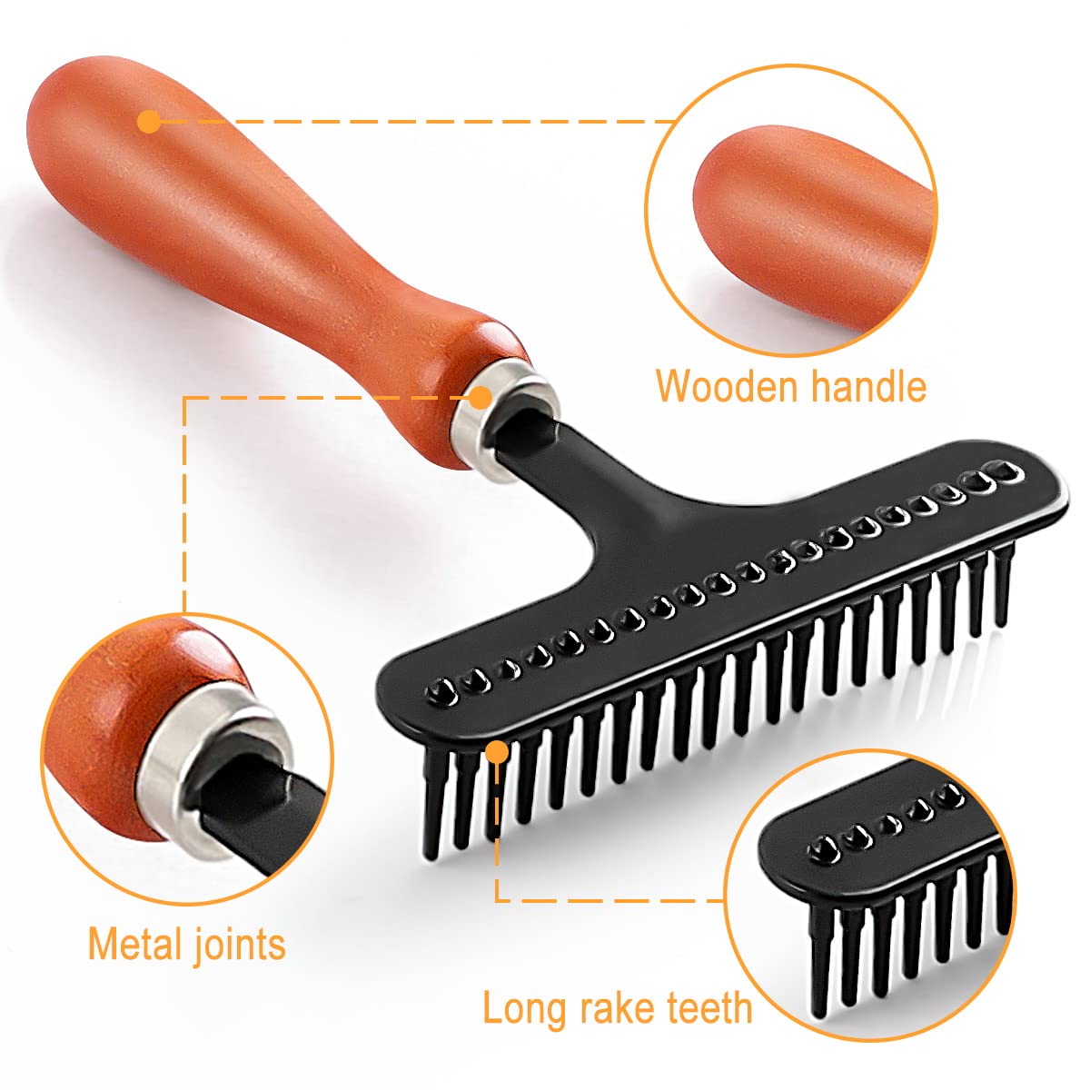 Astfys Hand Held Carpet Rake - Restores Softness, Cleans Hair, Iron, Black