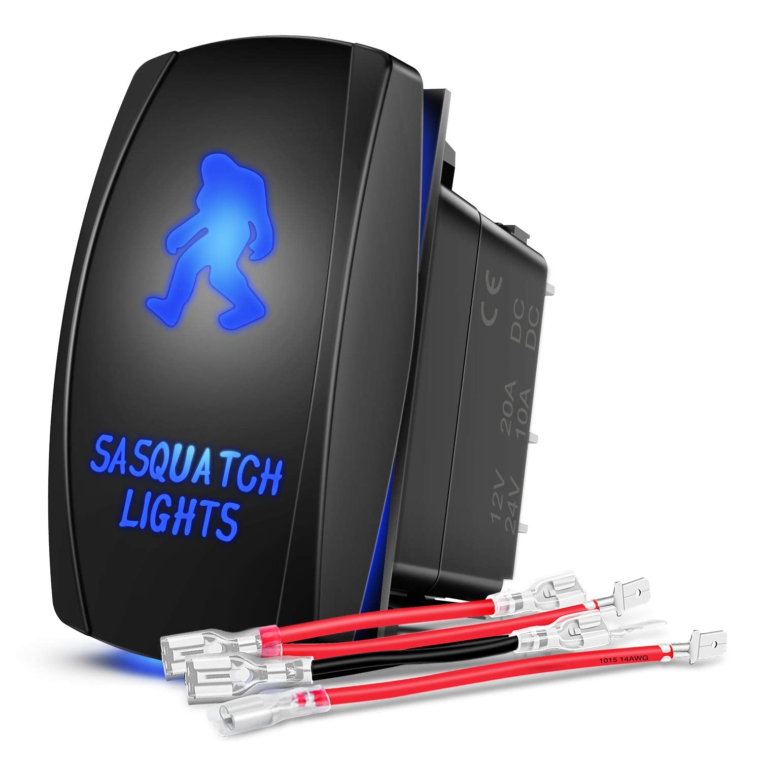Nilight Sasquatch Lights Rocker Switch 5Pin Laser On/Off Led Light 20A/12V 10A/24V Switch Jumper Wires Set For Jeep Boat Trucks