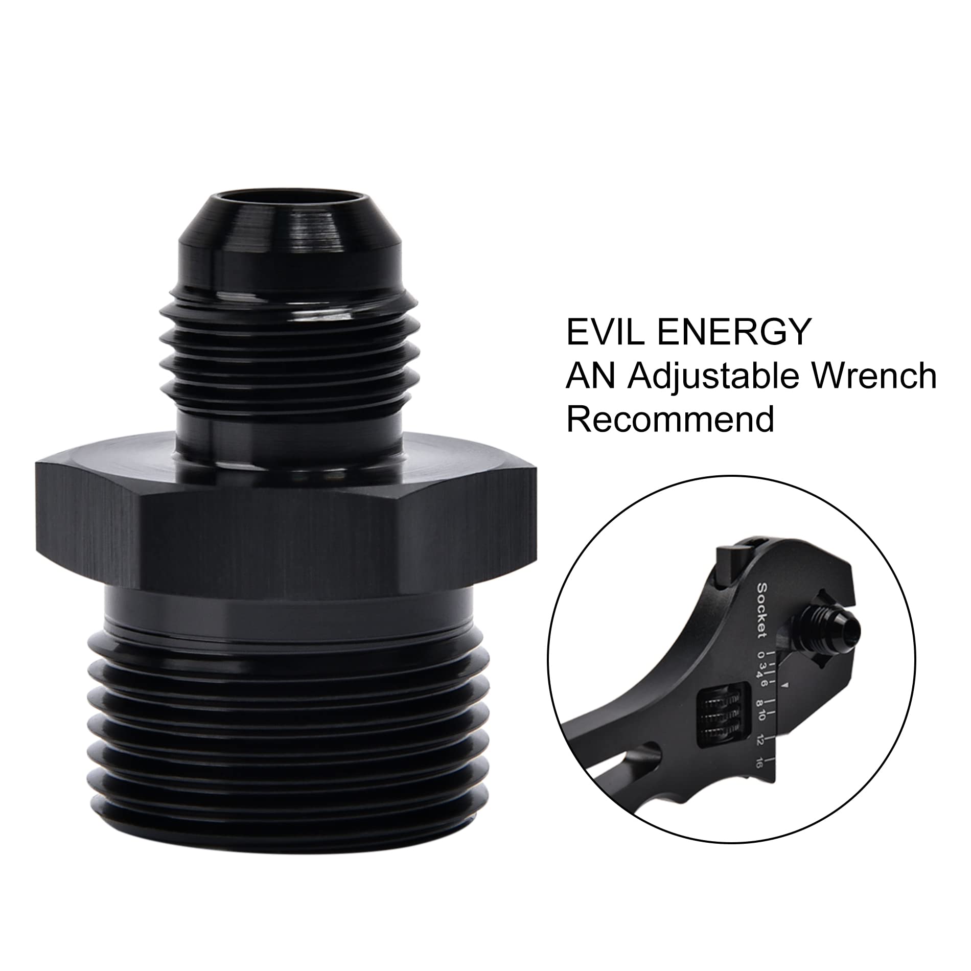 Evil Energy 6An Male Flare To M22 X 1.5Mm Male Metric Fitting Adapter Aluminium Alloy 2Pcs