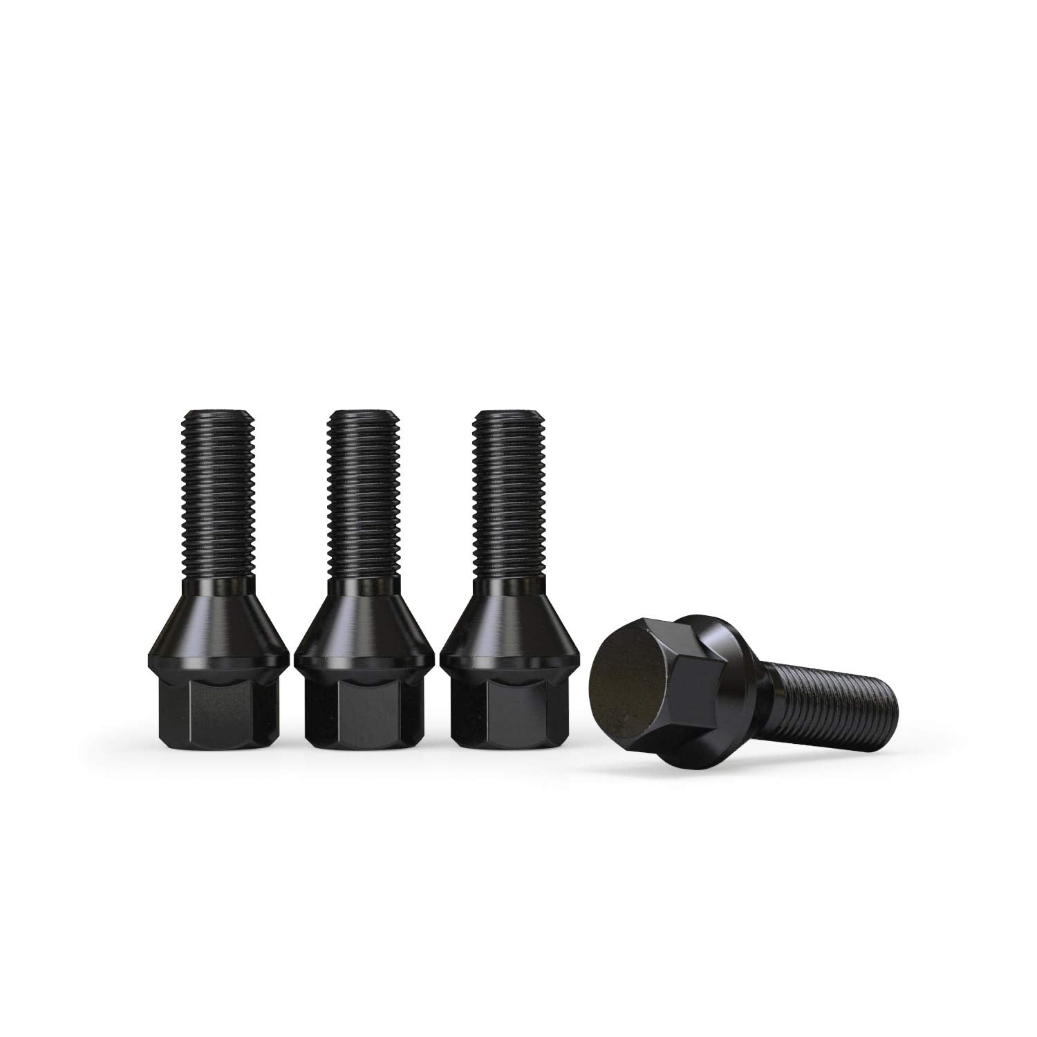 20Pcs Extended Black 12X1.5 Lug Bolts (30Mm Shank Length, Cone Seat) Not Oem Length - Compatible With Bmw 128I 135I 318I 320I 32