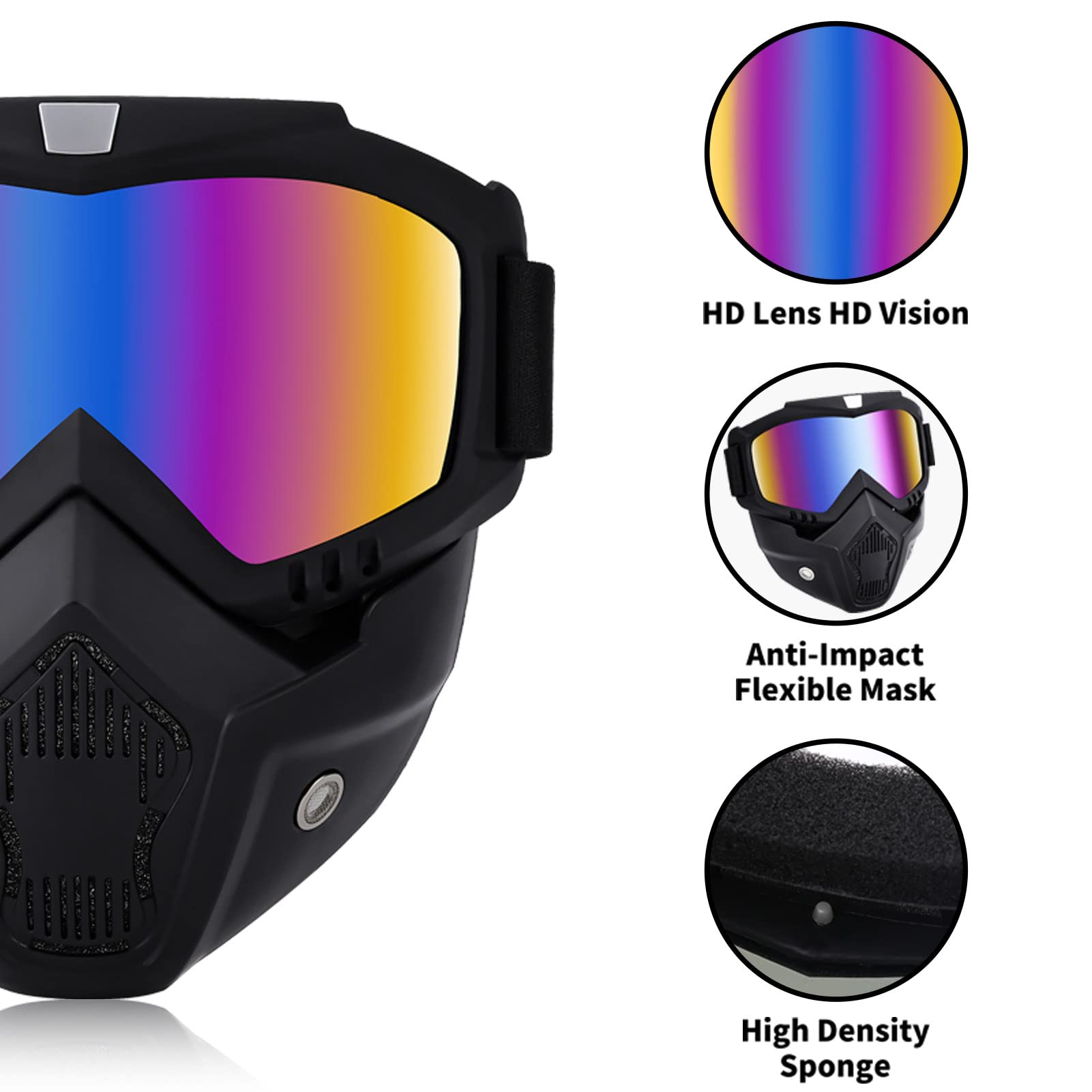 Shuoliyan 2 Pieces Motorcycle Goggles - Dirt Bike Goggles With Removable Face Shield, Motocross Goggles Paintball, And Airsoft M