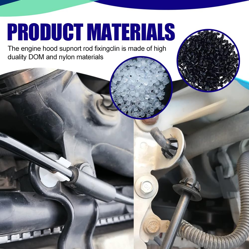 30PCS Hood Prop Rod Holder, Car Hood Holder, Black White Hood Rod Grommet Clips, 91503-SS0-003 91604-SD2-013 Car Engine Hood Sta