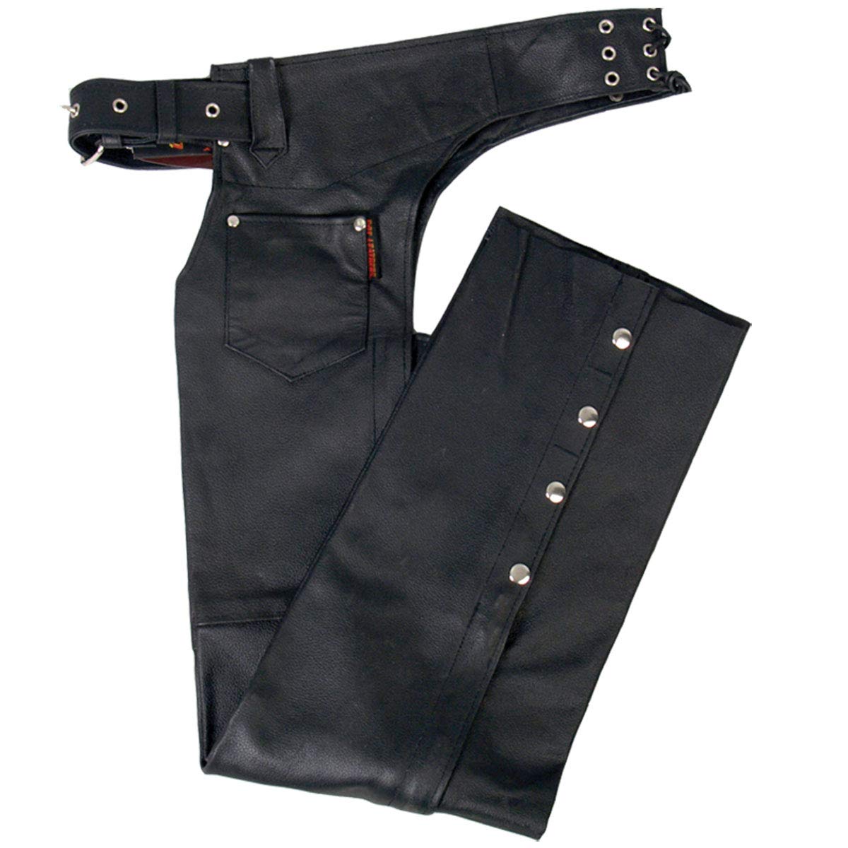 Hot Leathers Fully Lined Leather Chaps (Black, XXXX-Large) -Like New
