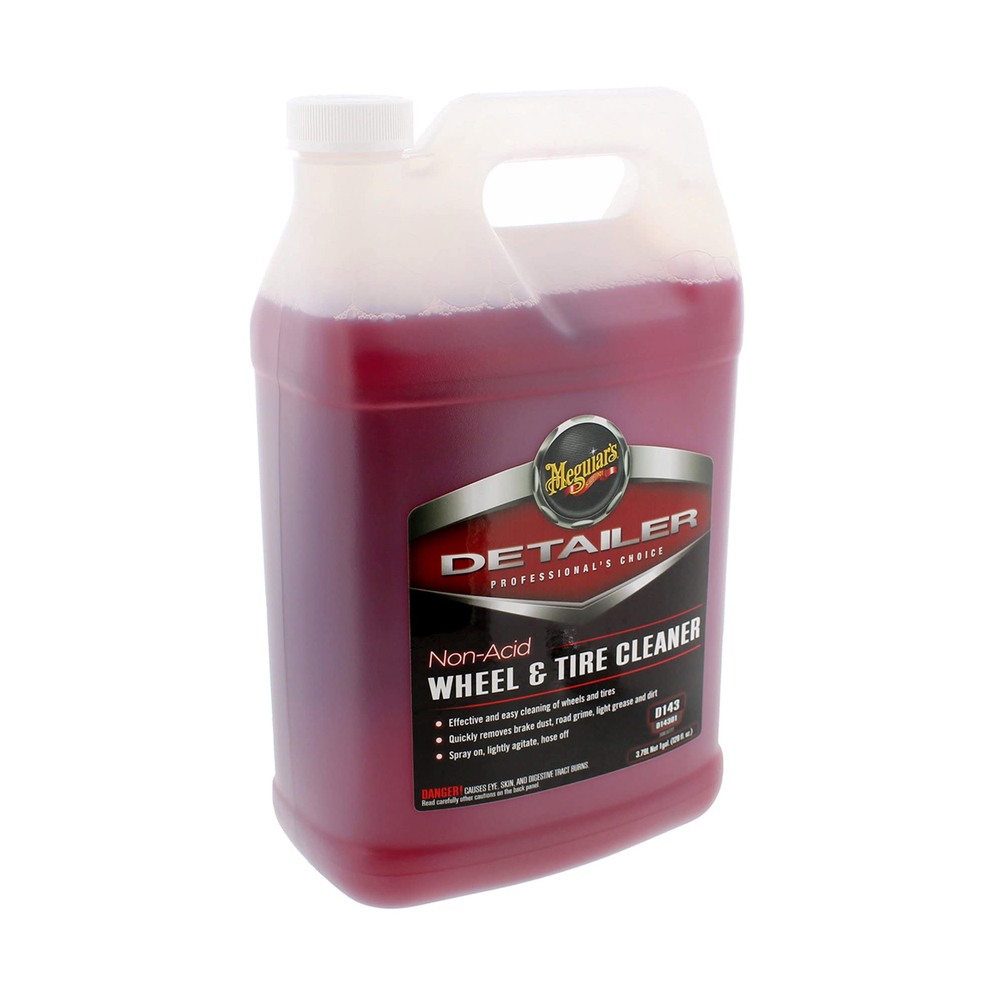 Meguiar's D14301 Non-Acid Tire and Wheel Cleaner, 128 Fl Oz, Dark Red, Pre-Diluted, No Mixing Required