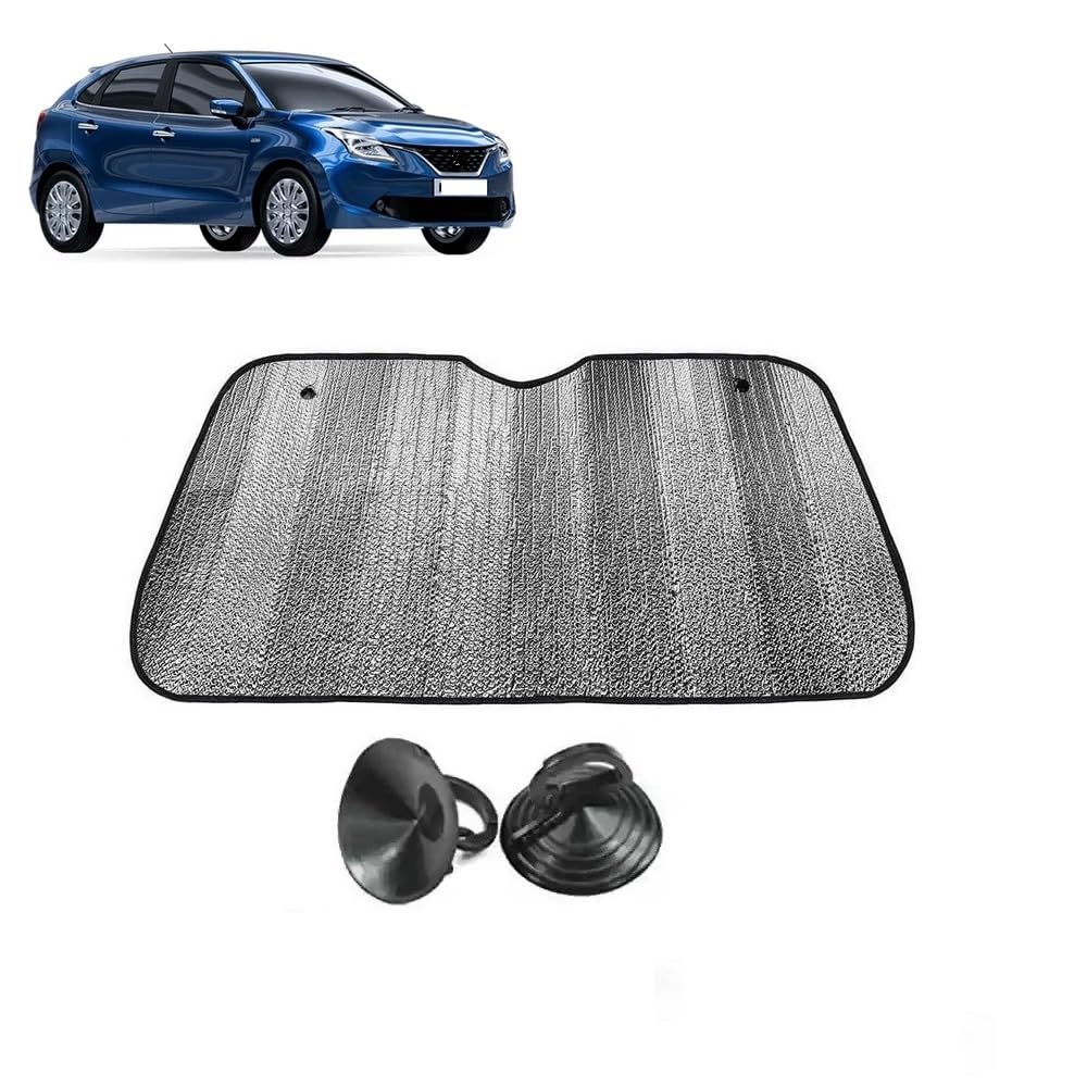 Car Windshield Sun Shade UV Rays Protector Silver Sunshade Solar Reflective suitable for Maruti Suzuki Baleno