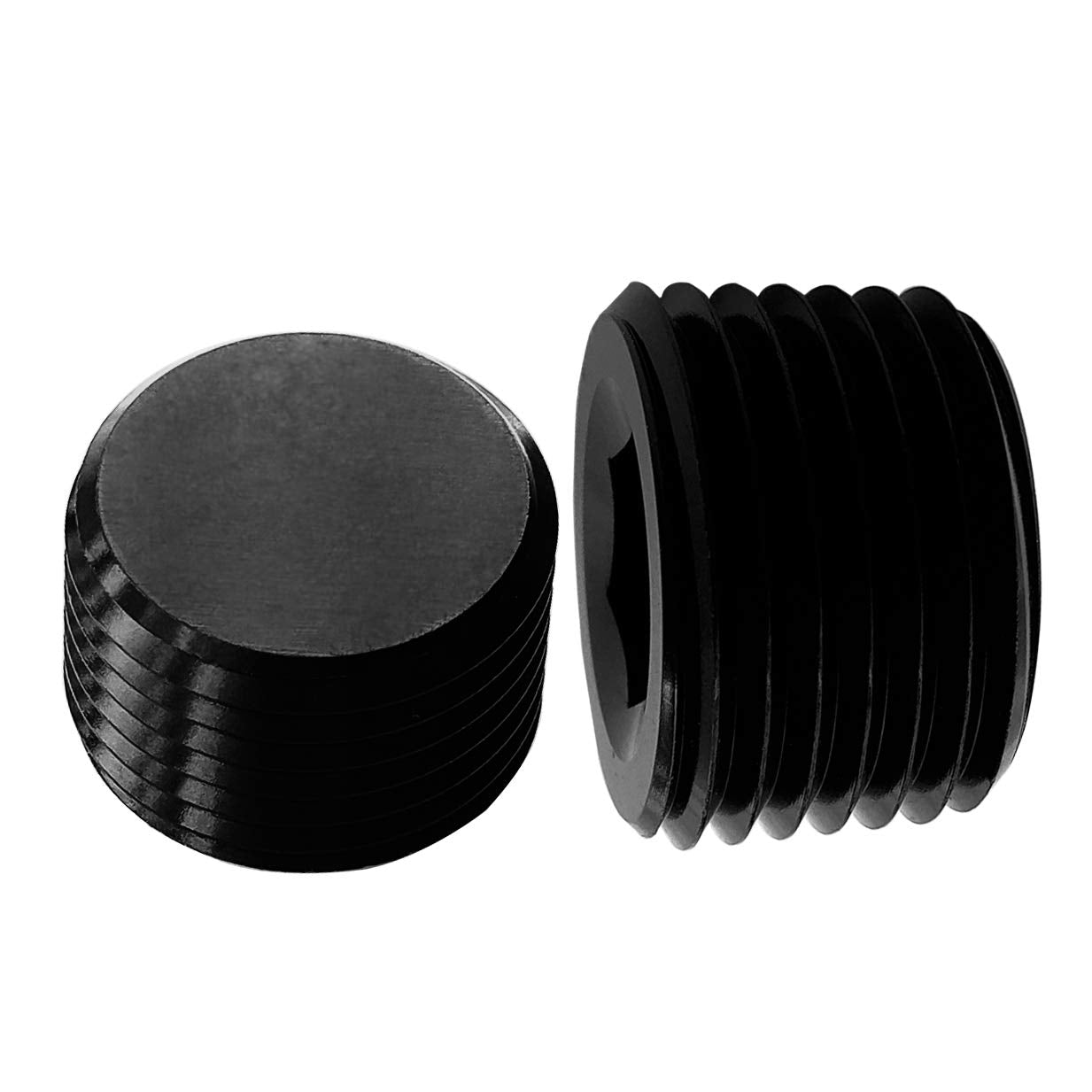 Aluminum 1/2 NPT Allen Head Socket Pipe Plugs Hex Socket 1/2 NPT Port Pipe Plug Internal Thread Fuel Fittings, Pack of 2
