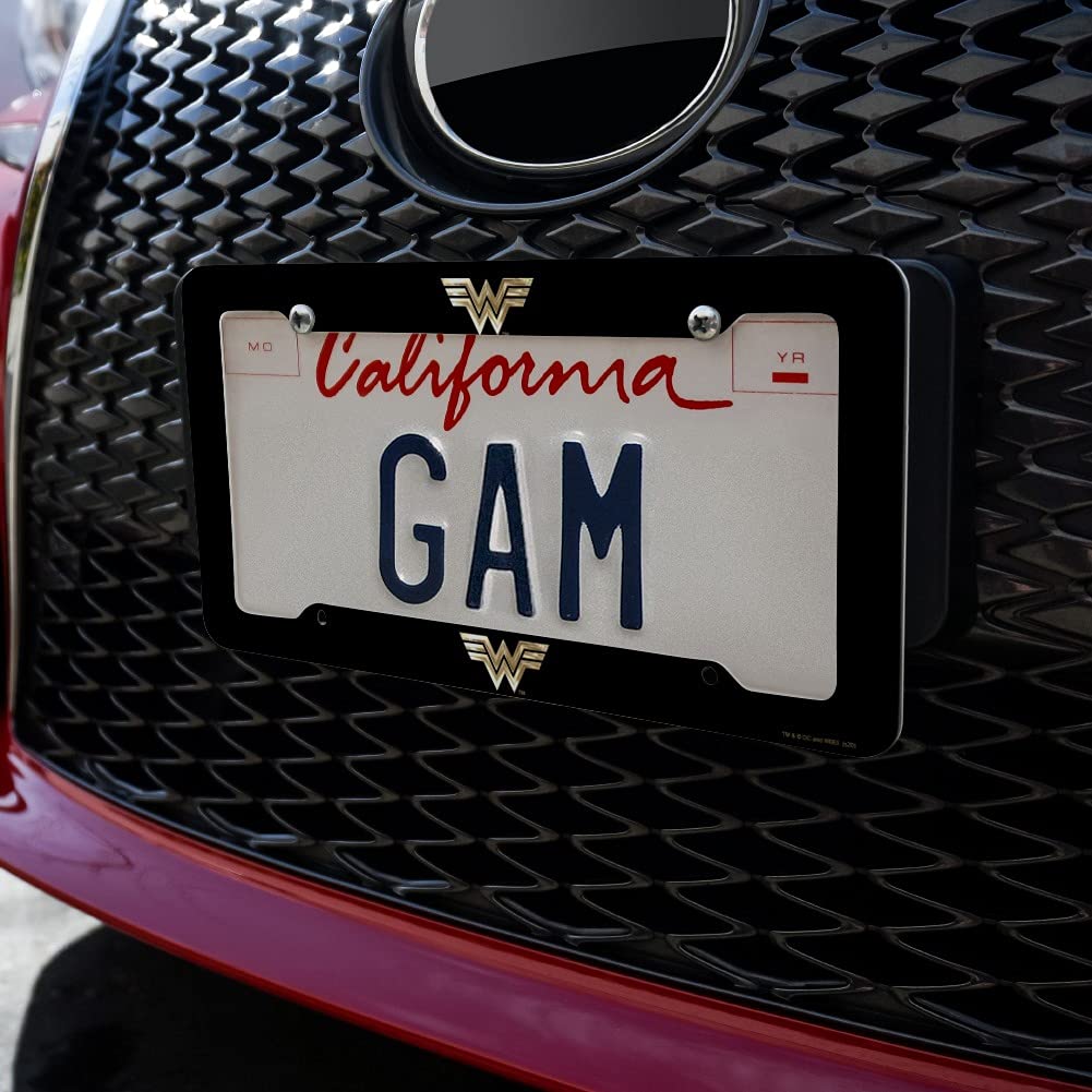 GRAPHICS & MORE License Plate Tag Frame - Wonder Woman 1984 Golden Logo, Multi Color, One Size, Durable Plastic