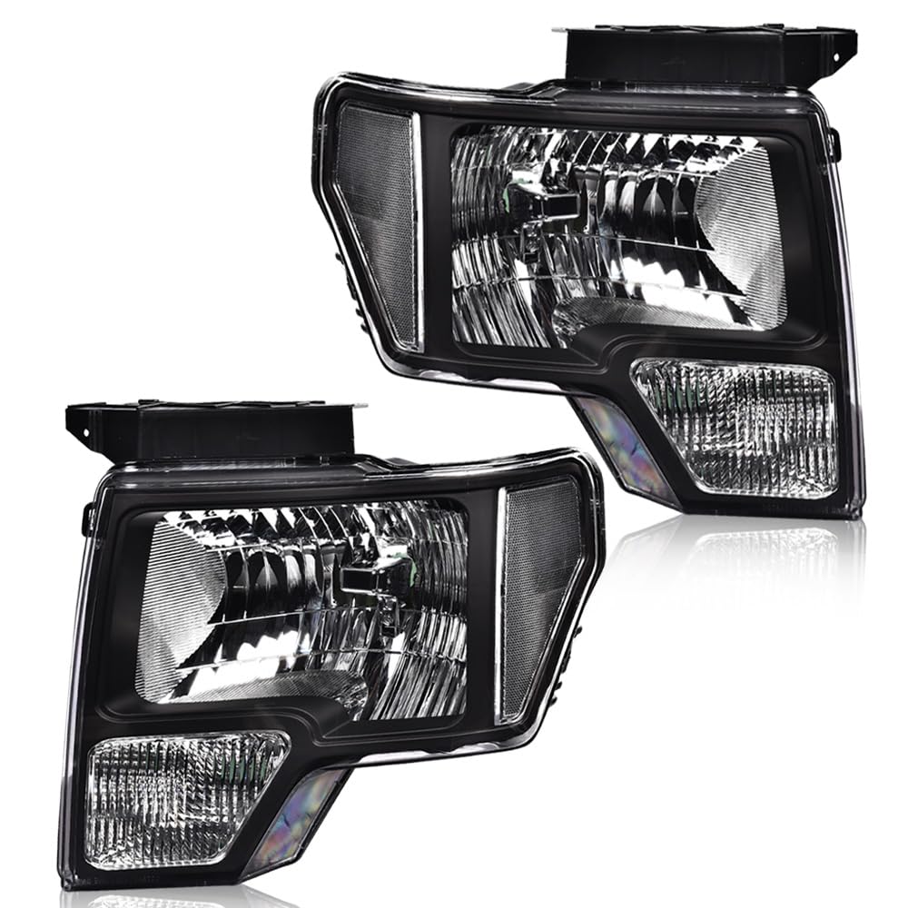 PIT66 Front Left & Right Headlights Assembly Headlamps 2 Pcs Compatible with Ford F150 2009 2010 2011 2012 2013 2014 Clear Lens 