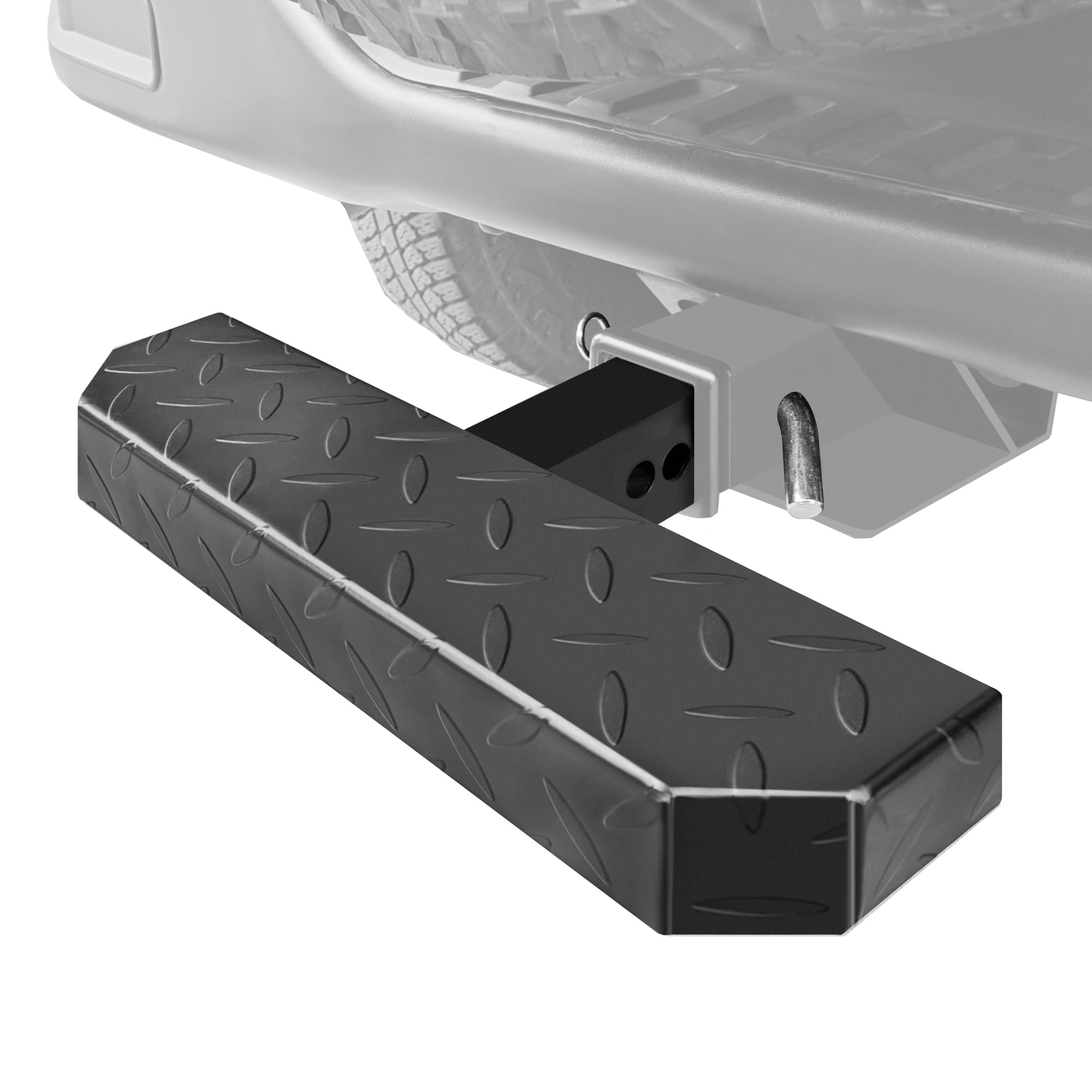 KAYCENTOP Universal Hitch Step for 2 Receivers, Anti Slip and Rust Towing Bumper Guard Black Hitch Mount Steps for Most Cars SUV
