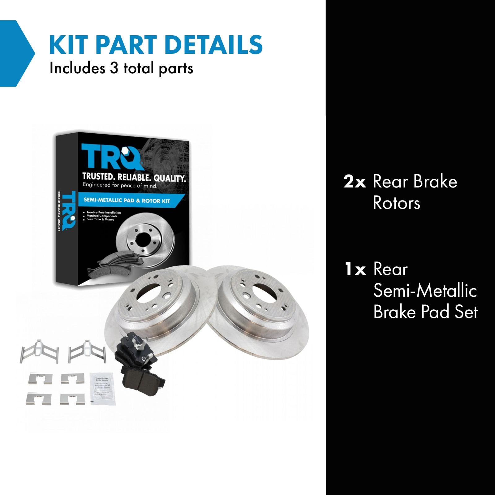 Trq Rear Brake Pad & Rotor Kit Brake Pads Brake Rotor Semi-Metallic Compatible With 2010-2011 Honda Accord Crosstour 2012-2015 C