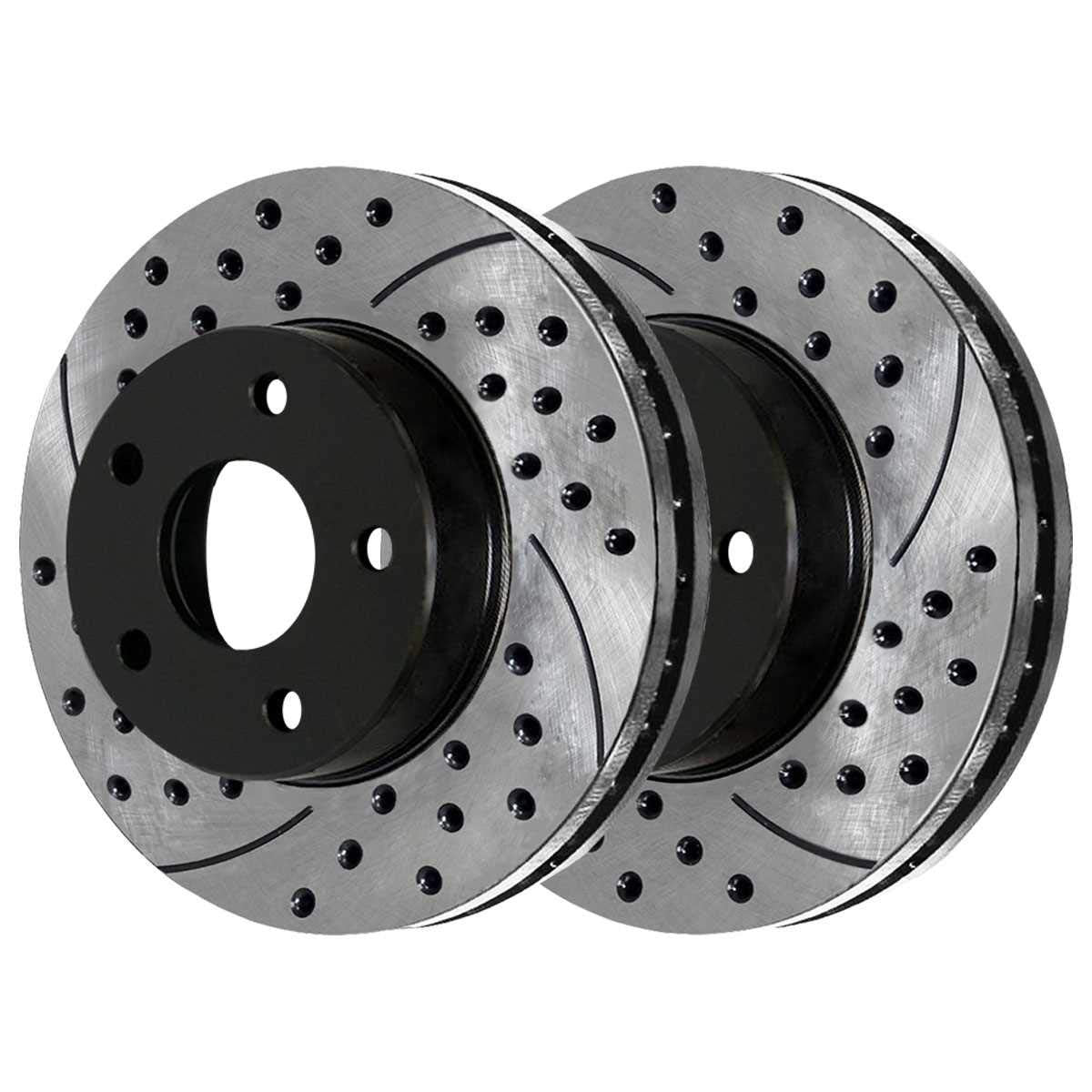 Autoshack Front And Rear Drilled Slotted Brake Rotors Black Set Of 4 Replacement For 2002-2018 Ram 1500 2004-2009 Dodge Durango 2007-2009 Chrysler Aspen 3.0L 3.6L 3.7L 4.7L 5.7L 4Wd Rwd Pr63007Pr63008