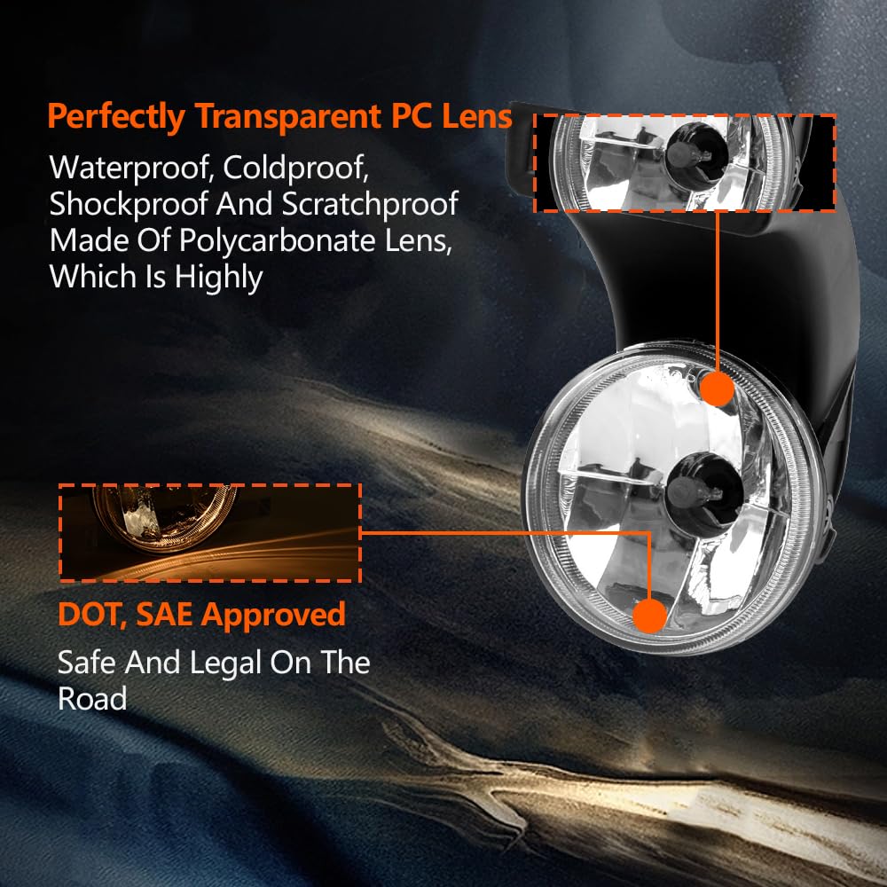 Grand Orange Fog Lights Compatible With 1994-2001 Dodge Ram 1500 /Fit 1994-2002 Dodge Ram 2500 3500 Driver & Passenger Side Fog