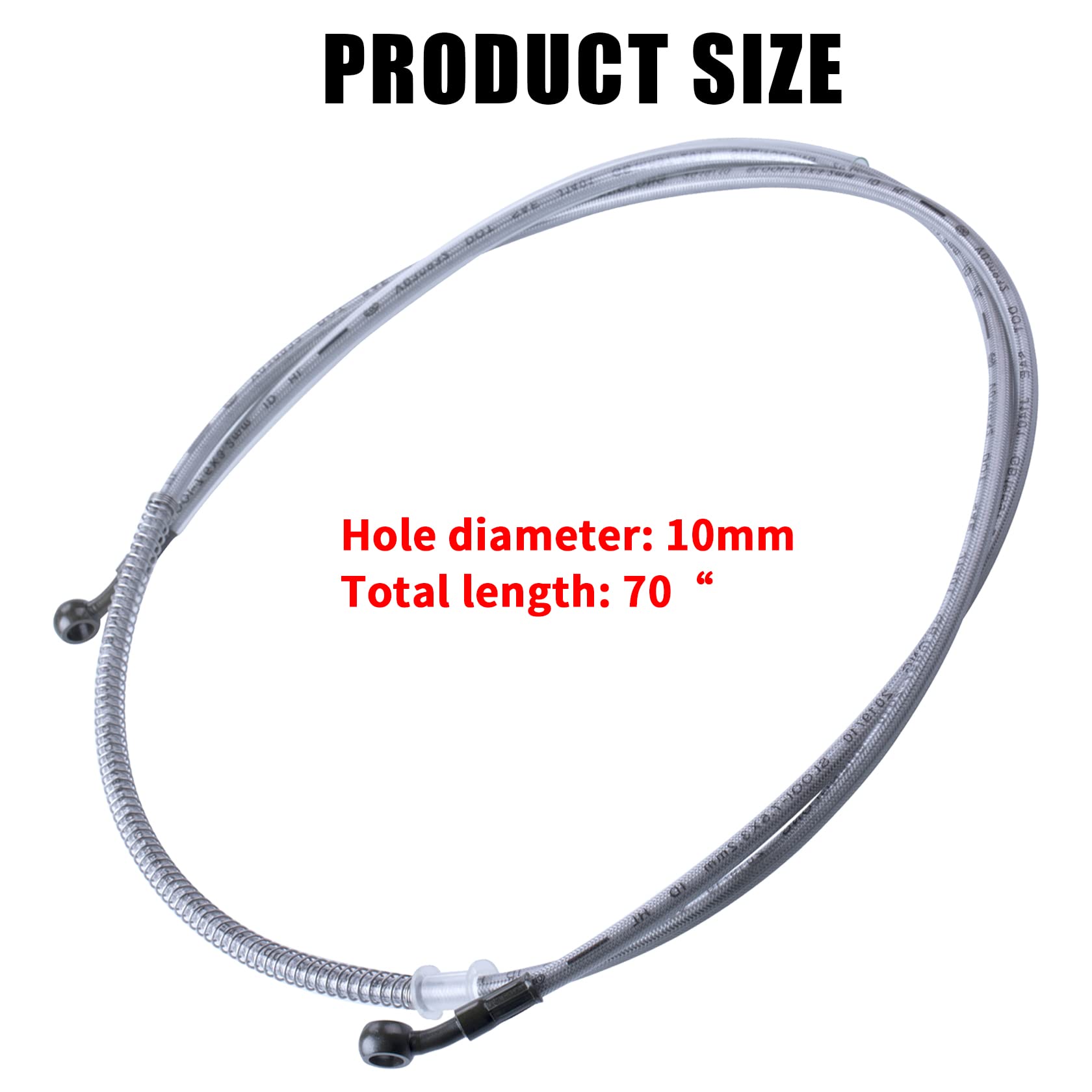 MWMNUN 70'' Braided Hydraulic Brake Hose Line Pipeline Compatible with Chinese GY6 Scooter ATV Dirt Bike Go Kart 10mm Banjo Ends