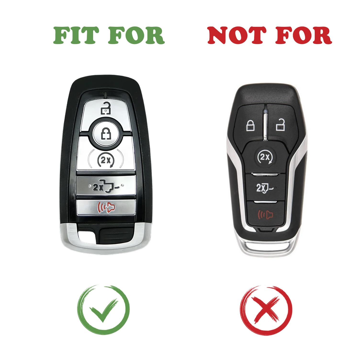TANDRIVE Key Fob Cover for 2025 2024-2017 Ford F150 F250 F350 F450 F550 F650 F750, 5 Button, Silicone, 2-Pack, Black and Gray